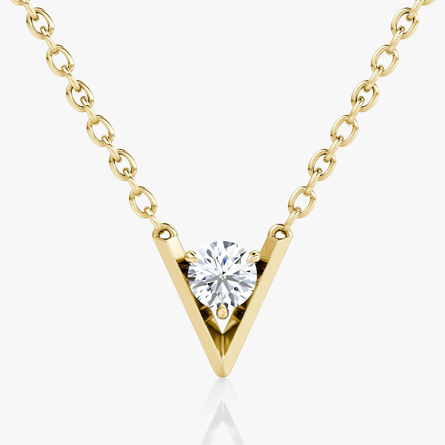 VRAI V Solitaire Necklace | Round Brilliant | 14k | 18k Yellow Gold | Carat weight: 1/10