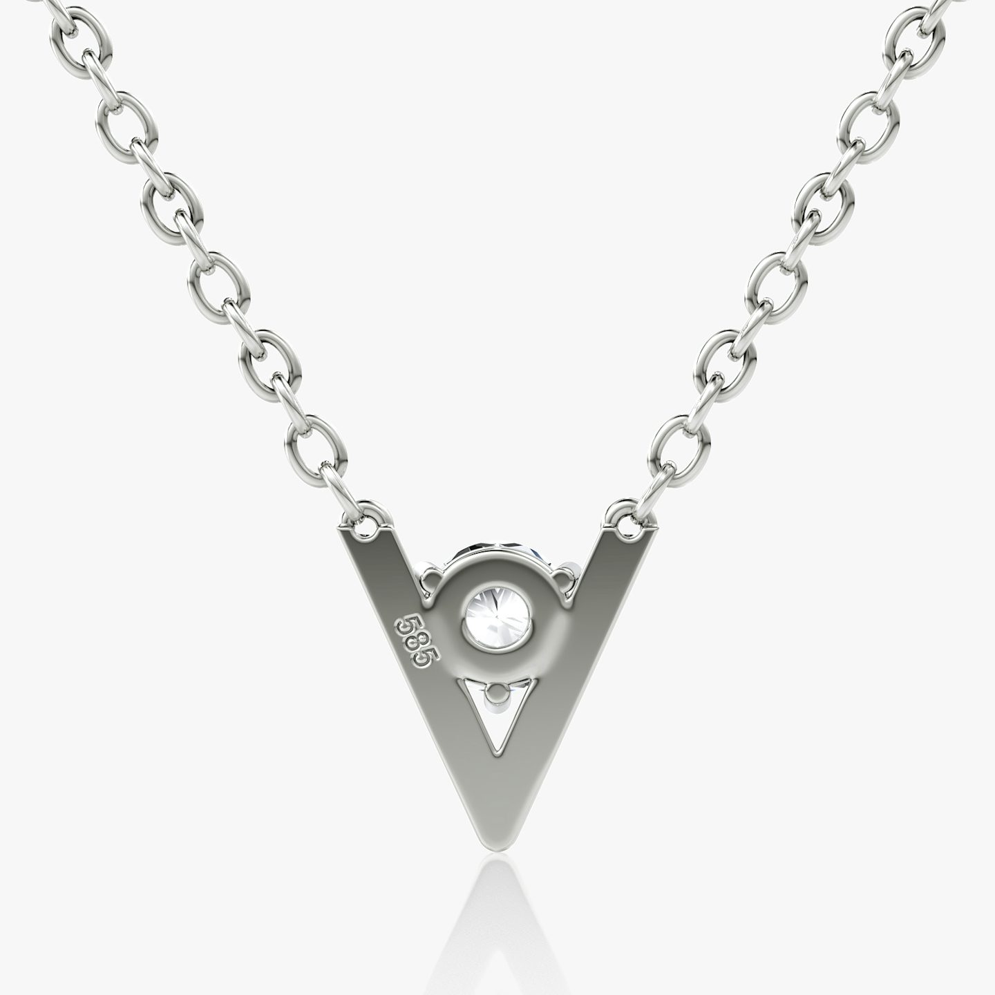VRAI V Solitaire Necklace | Round Brilliant | 14k | 18k White Gold | Carat weight: 1/10
