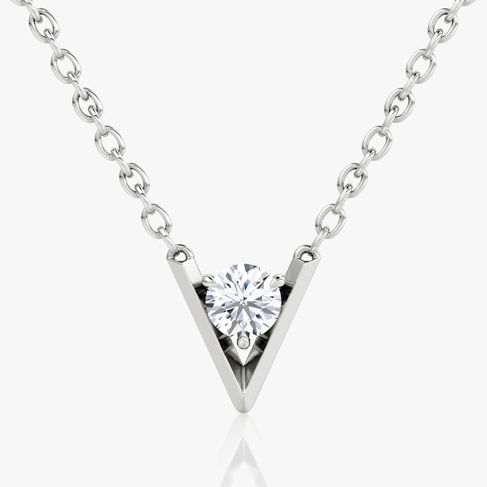 VRAI V Solitaire NecklaceRound Brilliant | Sterling Silver