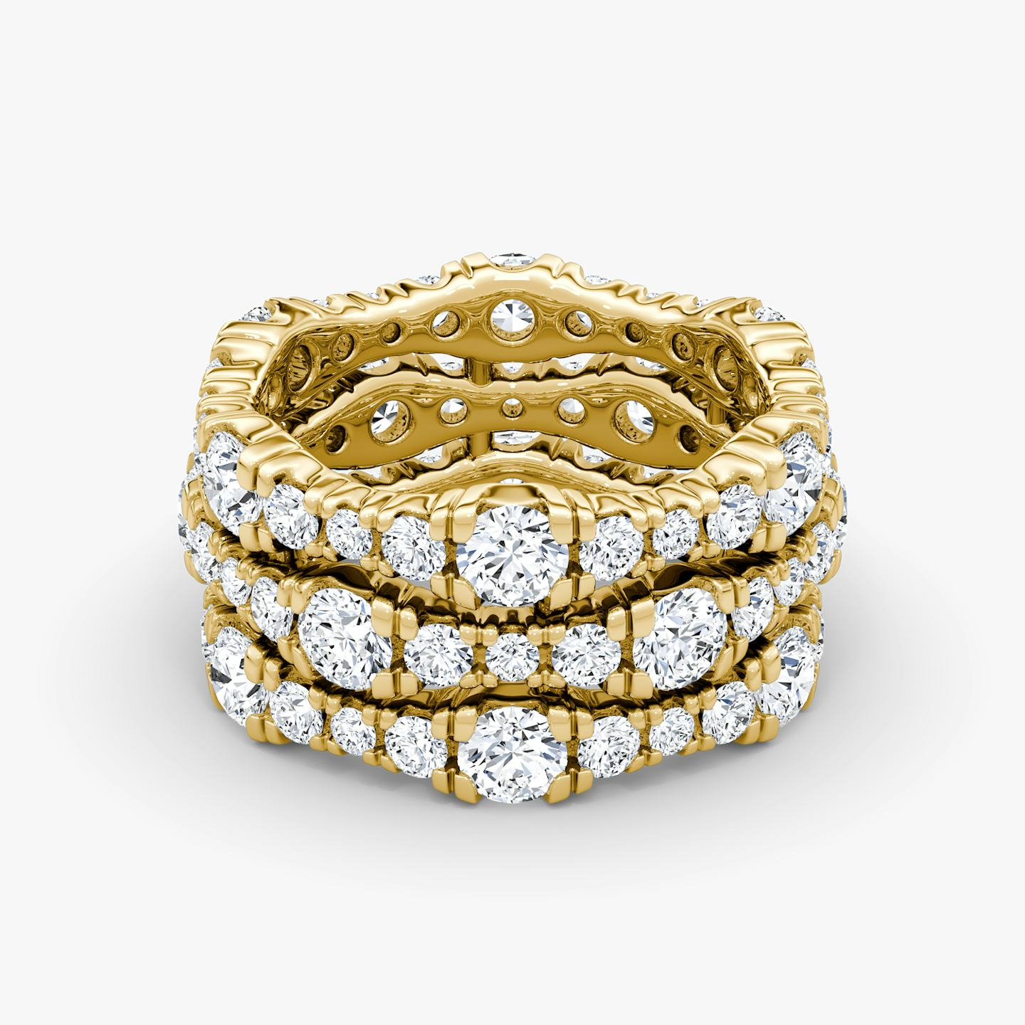 Multi Row Pavé Ring | Round Brilliant | 14k | 18k Yellow Gold | Diamond count: 3