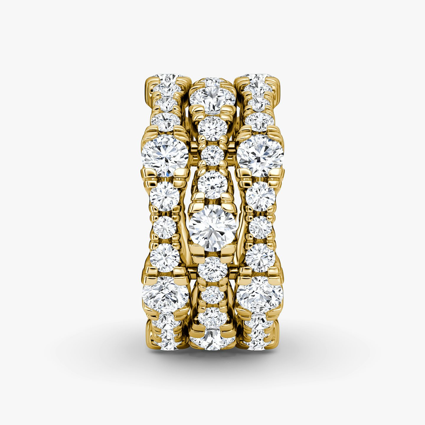 Anillo Multi Row Pavé | Brillante | 14k | Oro amarillo de 18 quilates | Número de diamantes: 3