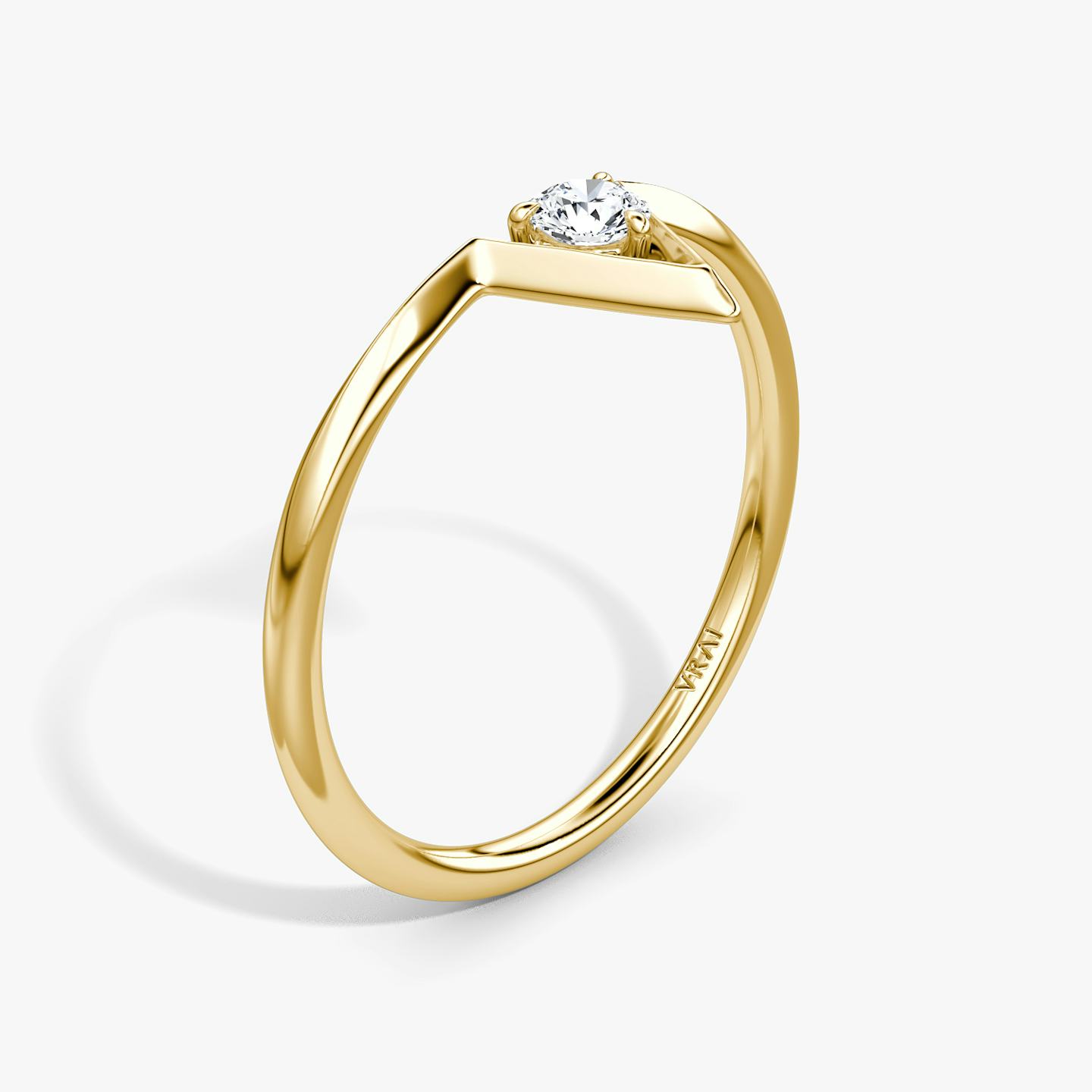 VRAI V Solitaire Ring | Round Brilliant | 14k | 18k Yellow Gold | Carat weight: 1/10