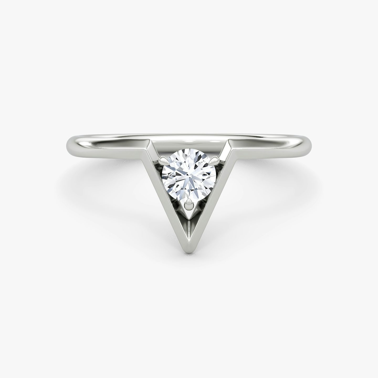 VRAI V Solitaire Ring | Round Brilliant | Sterling Silver | Carat weight: 1/4