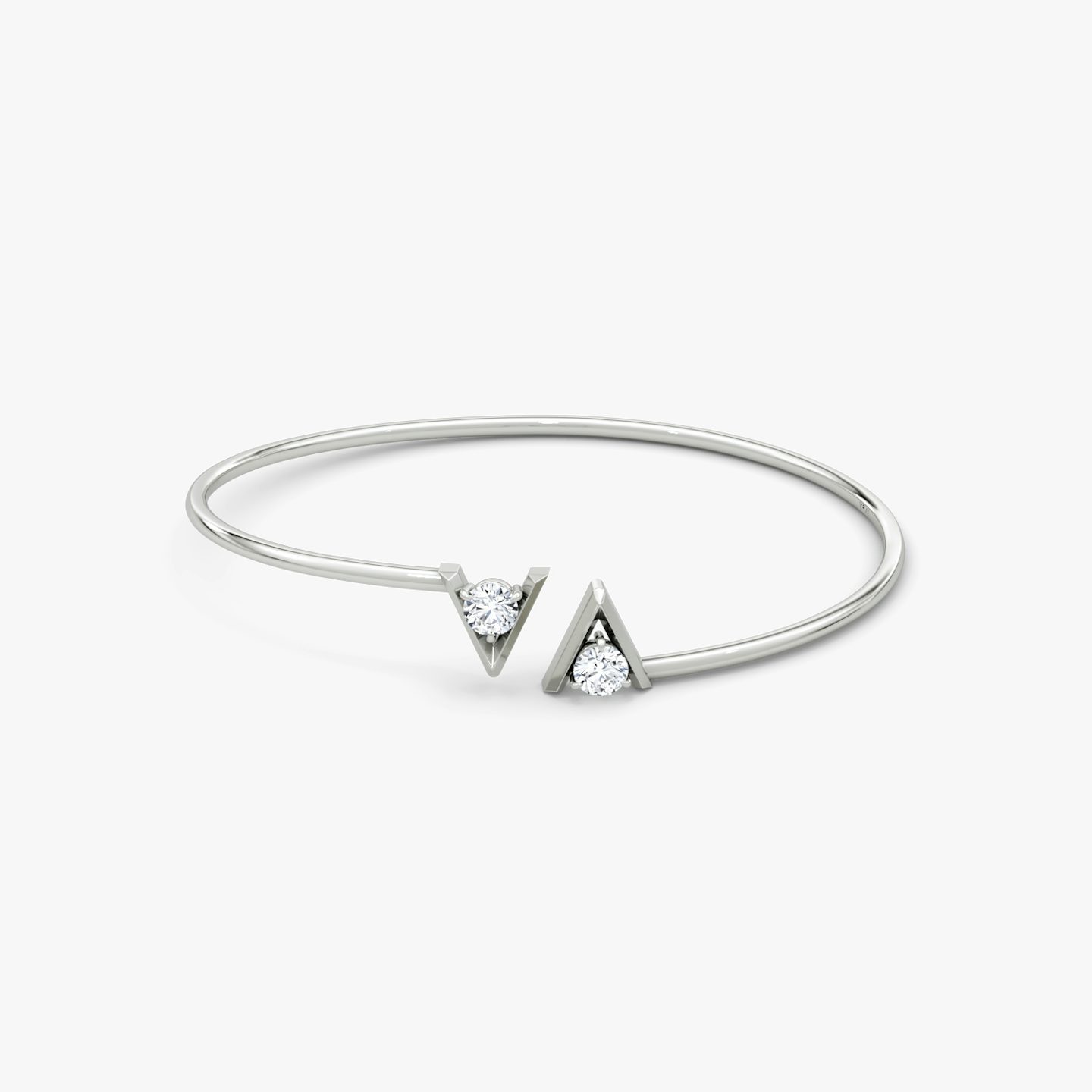 Bracelet Flexible VRAI V | Rond Brillant | 14k | Or blanc 18 carats | Taille: Large