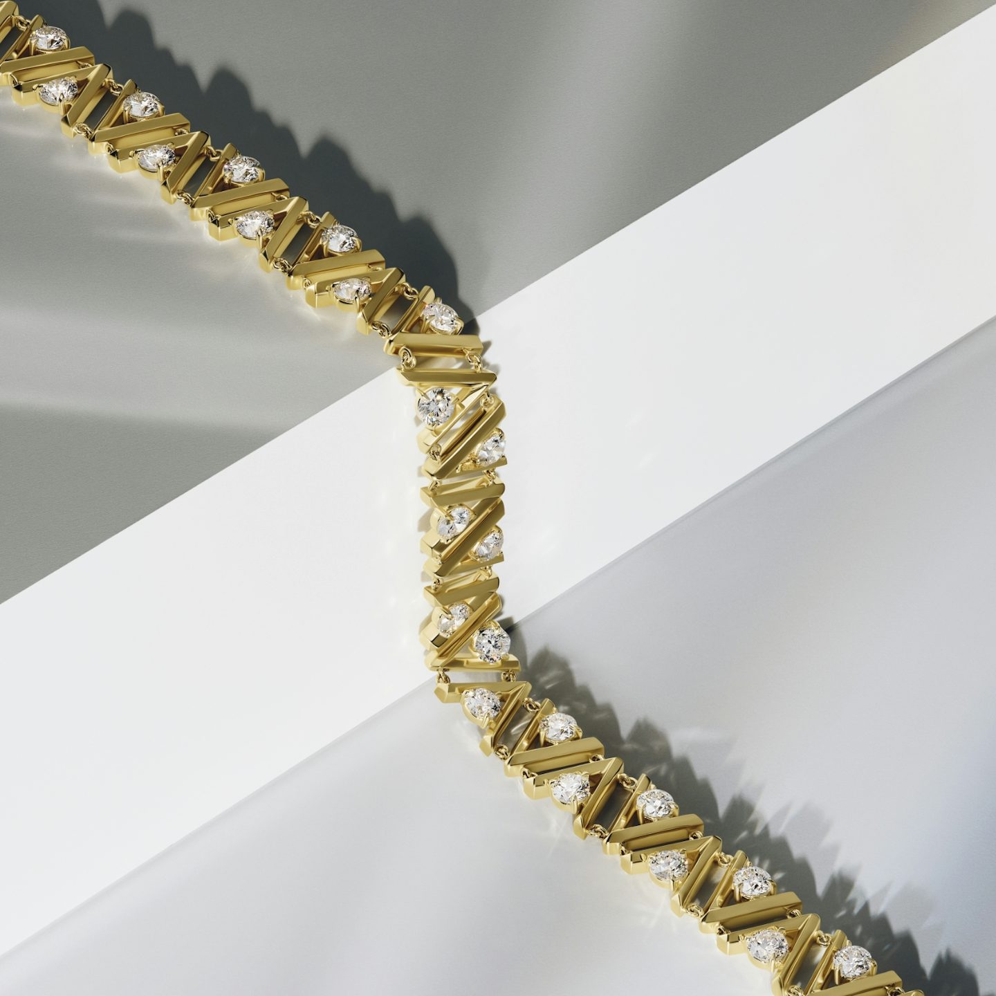 VRAI V Tennis Bracelet | Round Brilliant | 14k | 18k White Gold | Chain length: 7