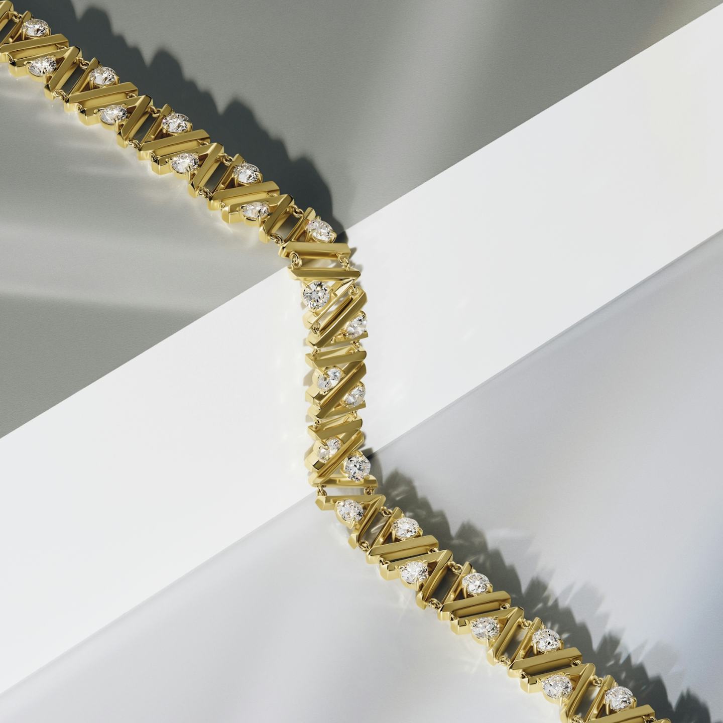 VRAI V Tennis Bracelet | Round Brilliant | 14k | 18k Yellow Gold | Chain length: 7