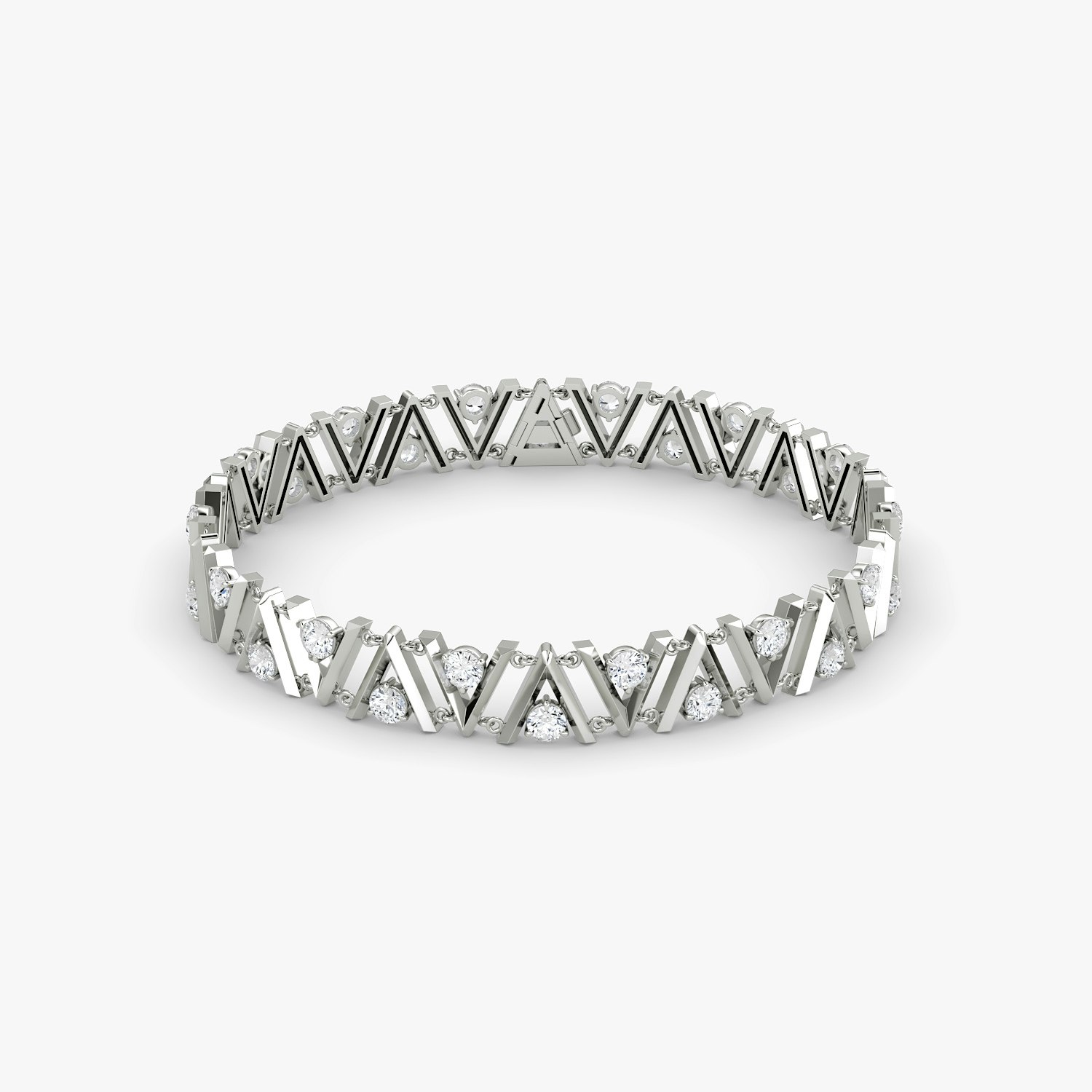 VRAI V Tennis Round Brilliant Bracelets | 14k White Gold
