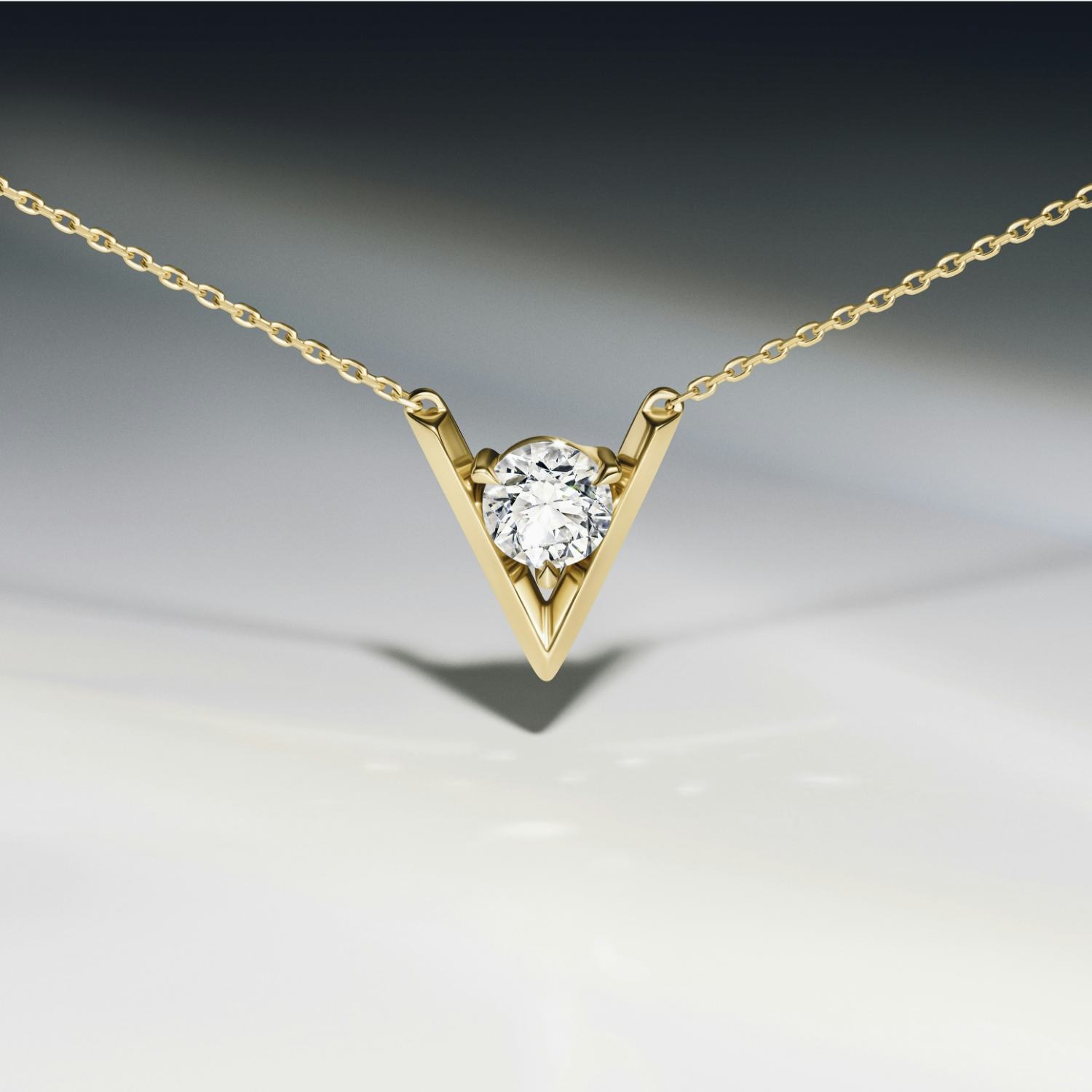 VRAI V Solitaire Round Brilliant Necklaces