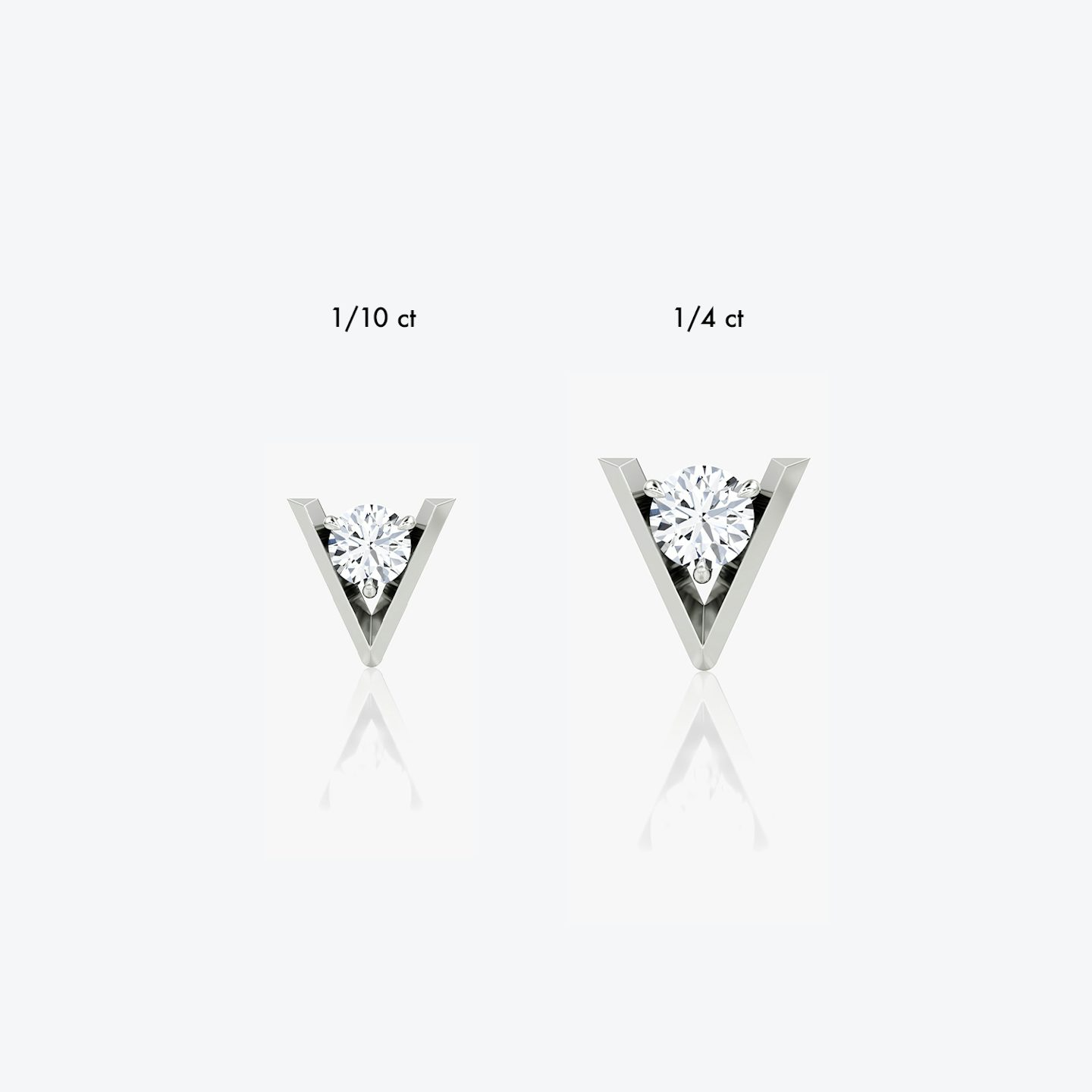 VRAI V Solitaire Studs | Round Brilliant | Sterling Silver | Carat weight: 1/4