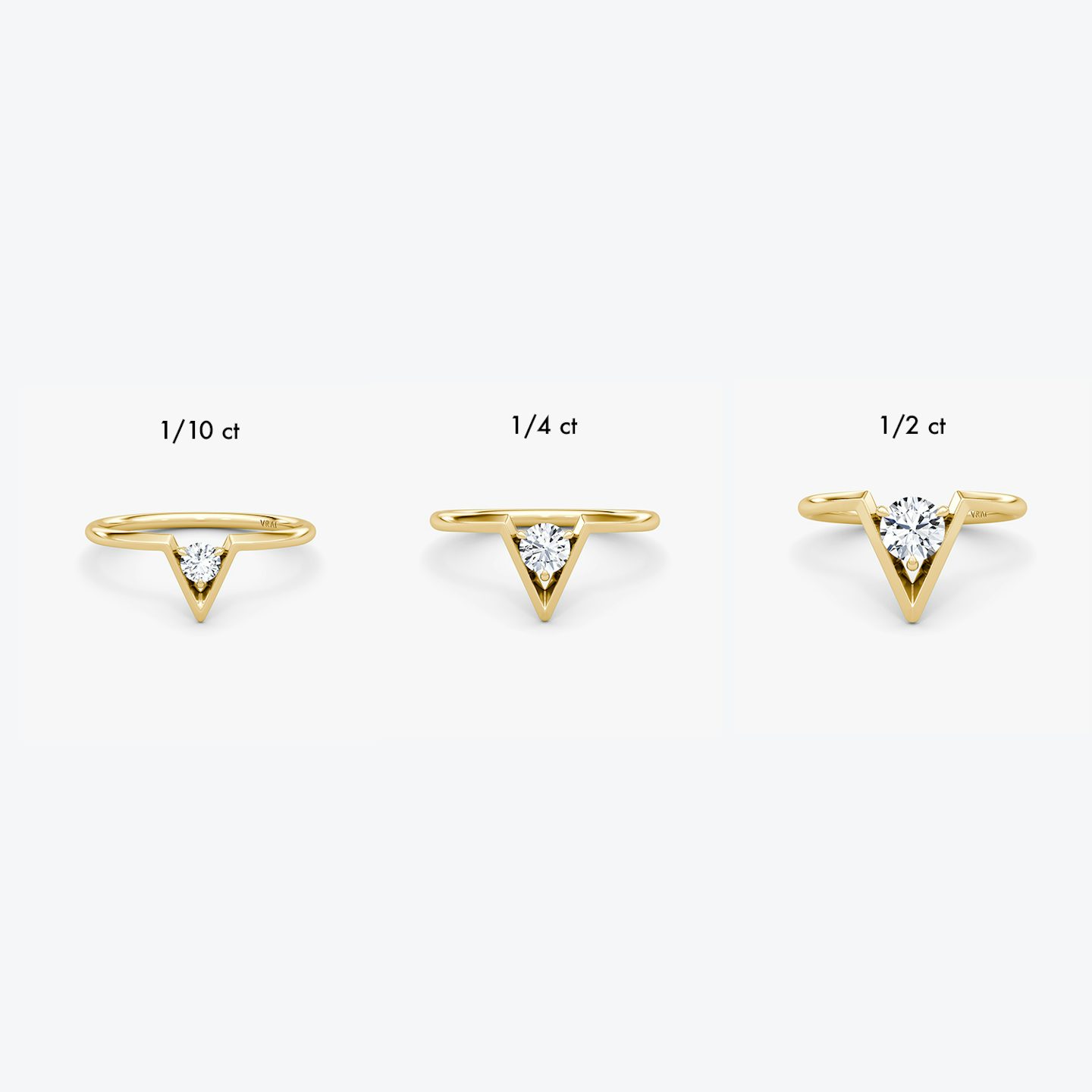 VRAI V Solitaire Ring | Round Brilliant | 14k | 18k Yellow Gold | Carat weight: 1/2