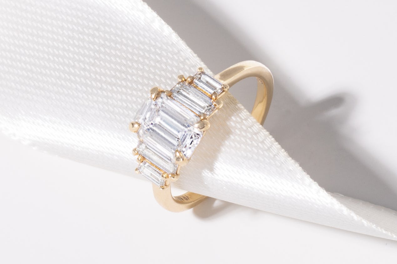 Five stone Heirloom Emerald Diamond Ring
