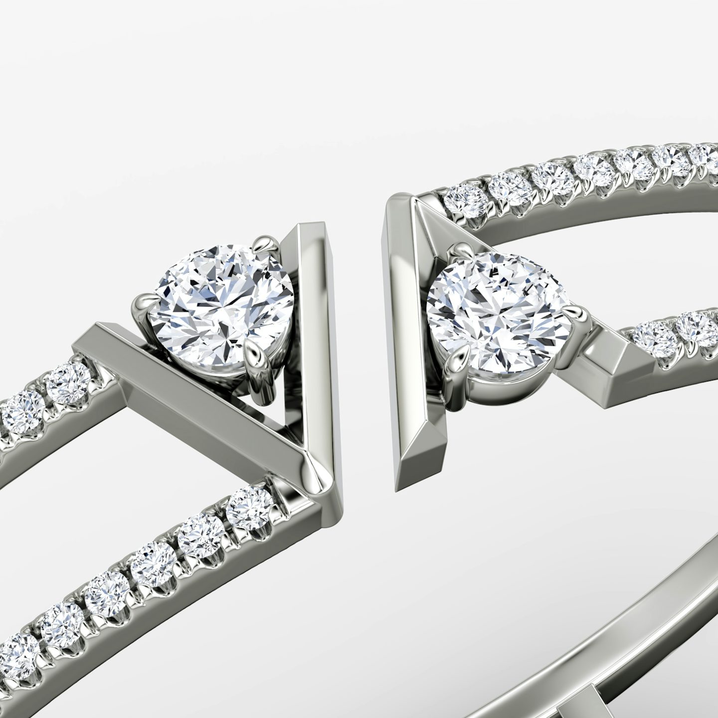 Bracelet à doubles rangées VRAI V | Rond Brillant | 14k | Or blanc 18 carats | Taille: Medium | Anneau: Pavé