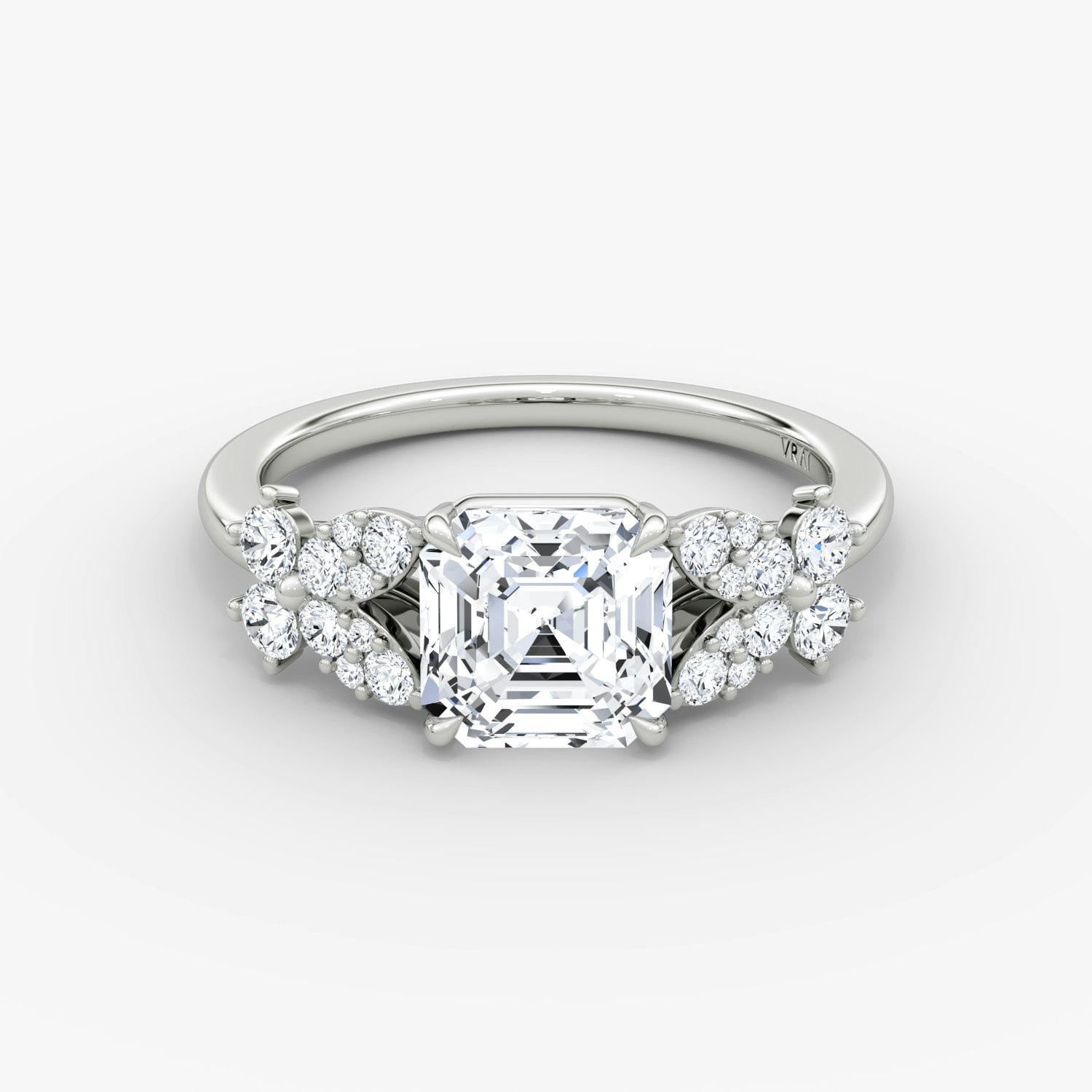 Signature Floral Asscher Engagement Ring | 18k White Gold