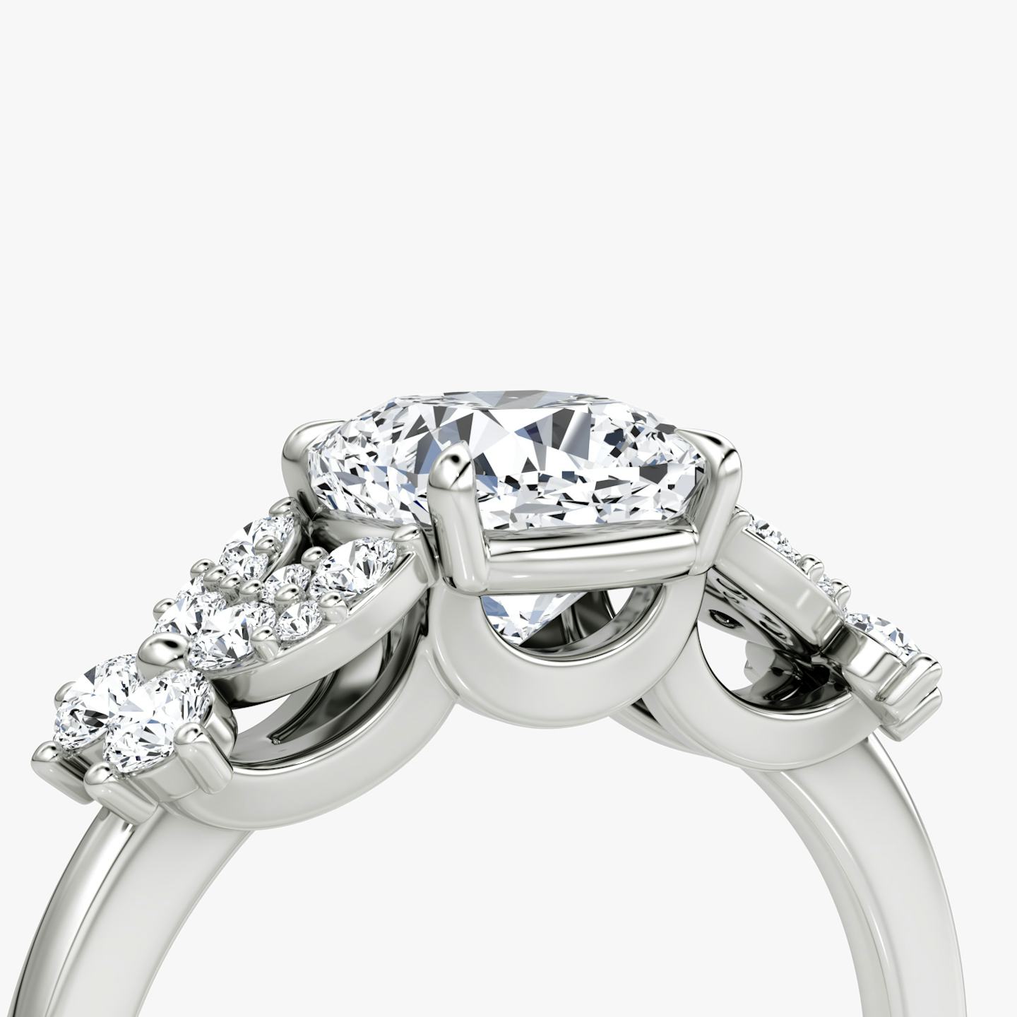 The Signature Floral  | Pavé Cushion | Platinum | Band: Plain | Diamond orientation: vertical | Carat weight: See full inventory