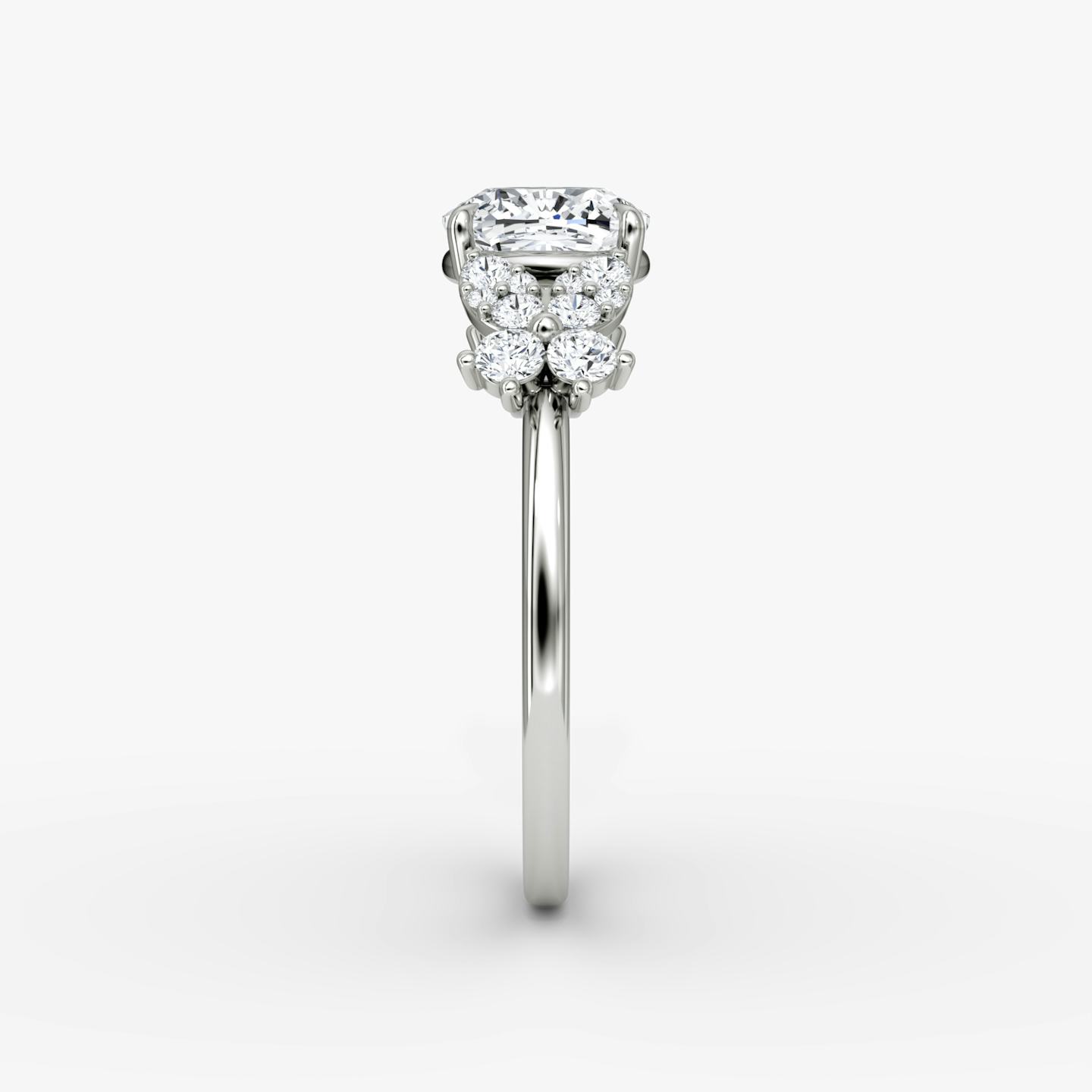 The Signature Floral  | Pavé Cushion | 18k | 18k White Gold | Band: Plain | Diamond orientation: vertical | Carat weight: See full inventory