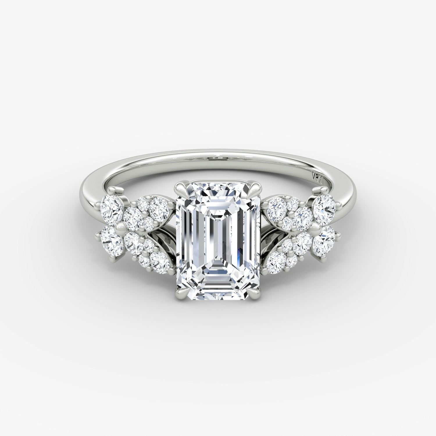 Signature Floral Emerald Engagement Ring | 18k White Gold
