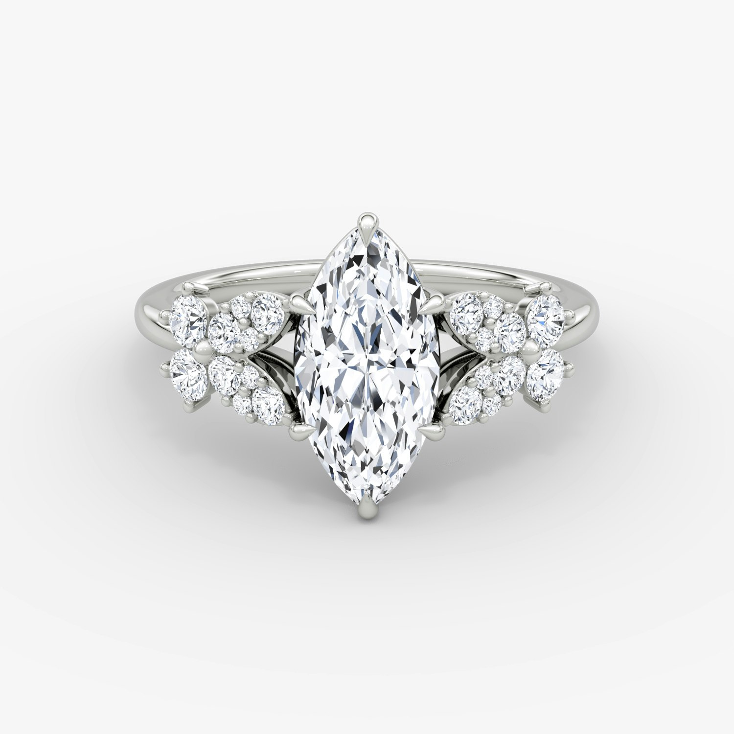 Signature Floral Marquise Engagement Ring | 18k White Gold