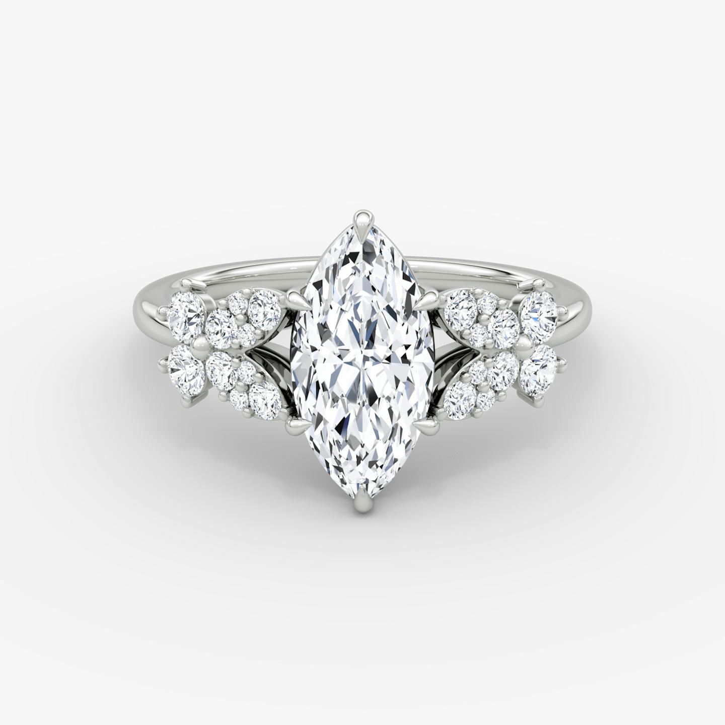 The Signature Floral  | Pavé Marquise | Platinum | Band: Plain | Diamond orientation: vertical | Carat weight: See full inventory