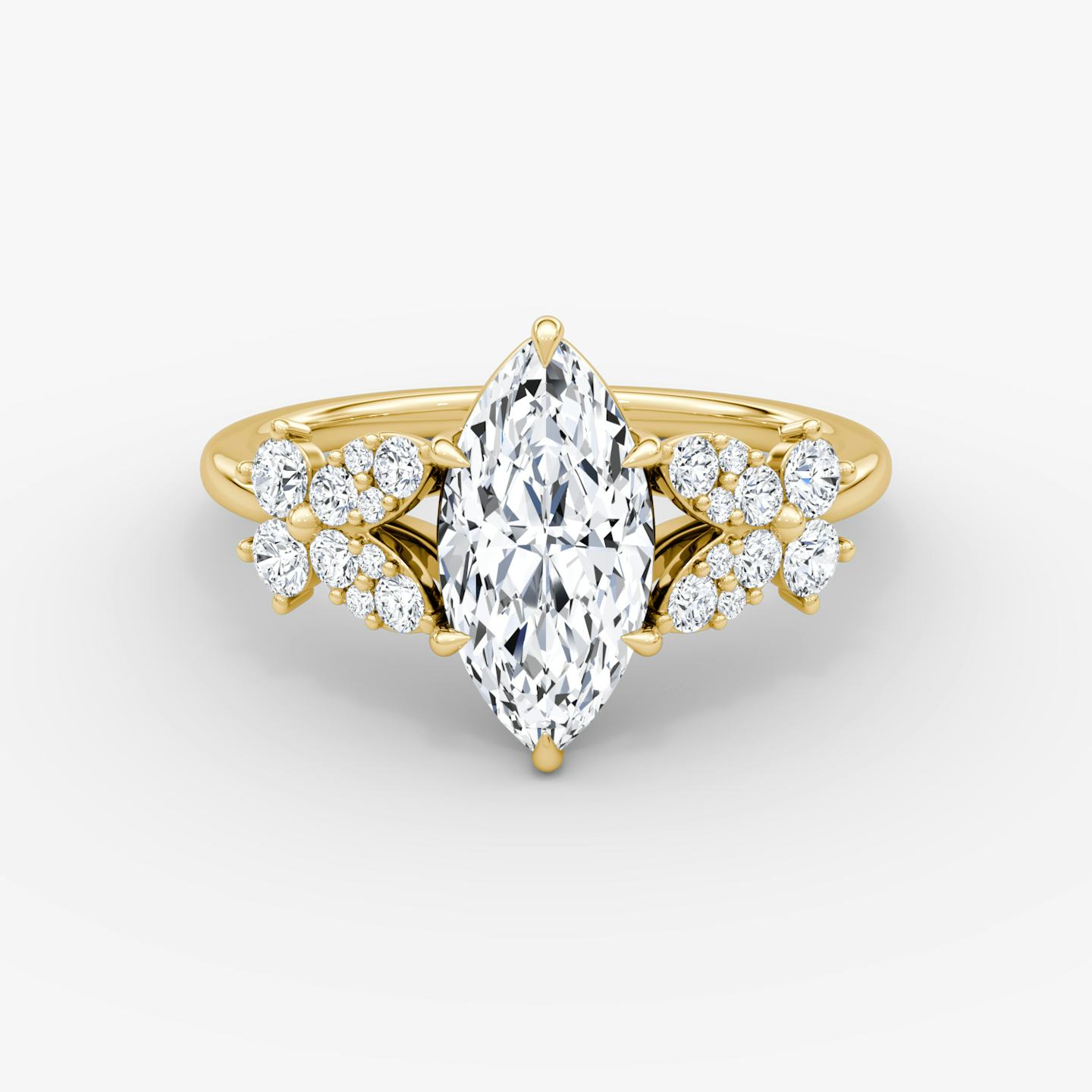 The Signature Floral  | Pavé Marquise | 18k | 18k Yellow Gold | Band: Plain | Diamond orientation: vertical | Carat weight: See full inventory