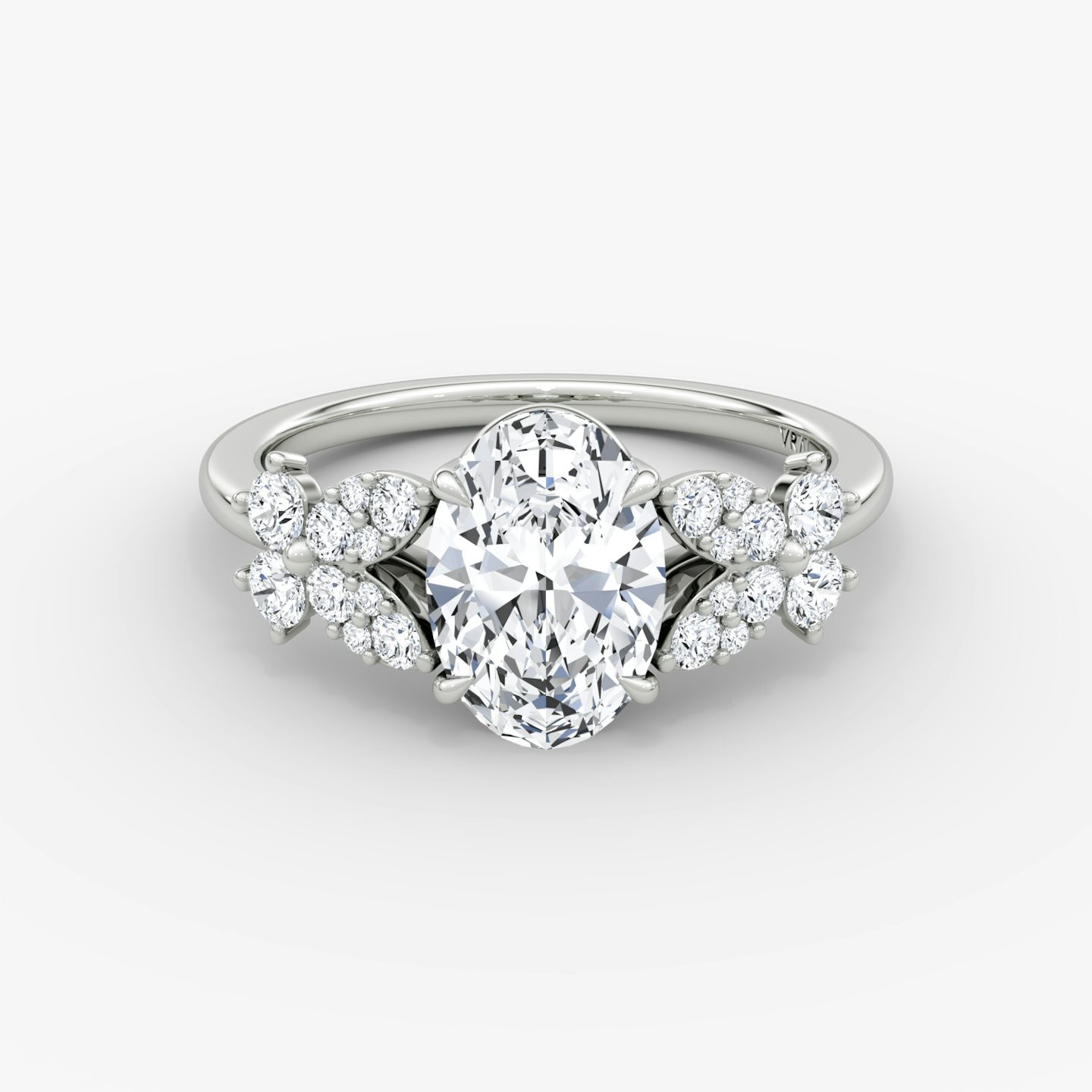 The Signature Floral  | Oval | Platinum | Band: Plain | Diamond orientation: vertical | Carat weight: See full inventory
