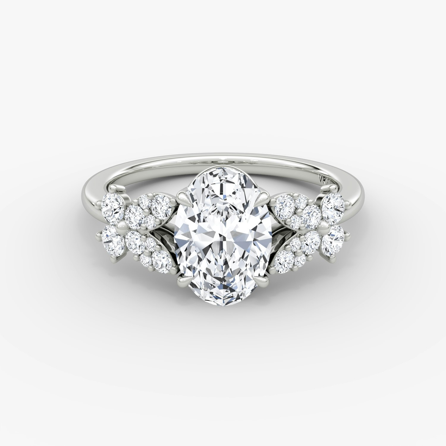 Signature Floral Oval Engagement Ring | 18k White Gold