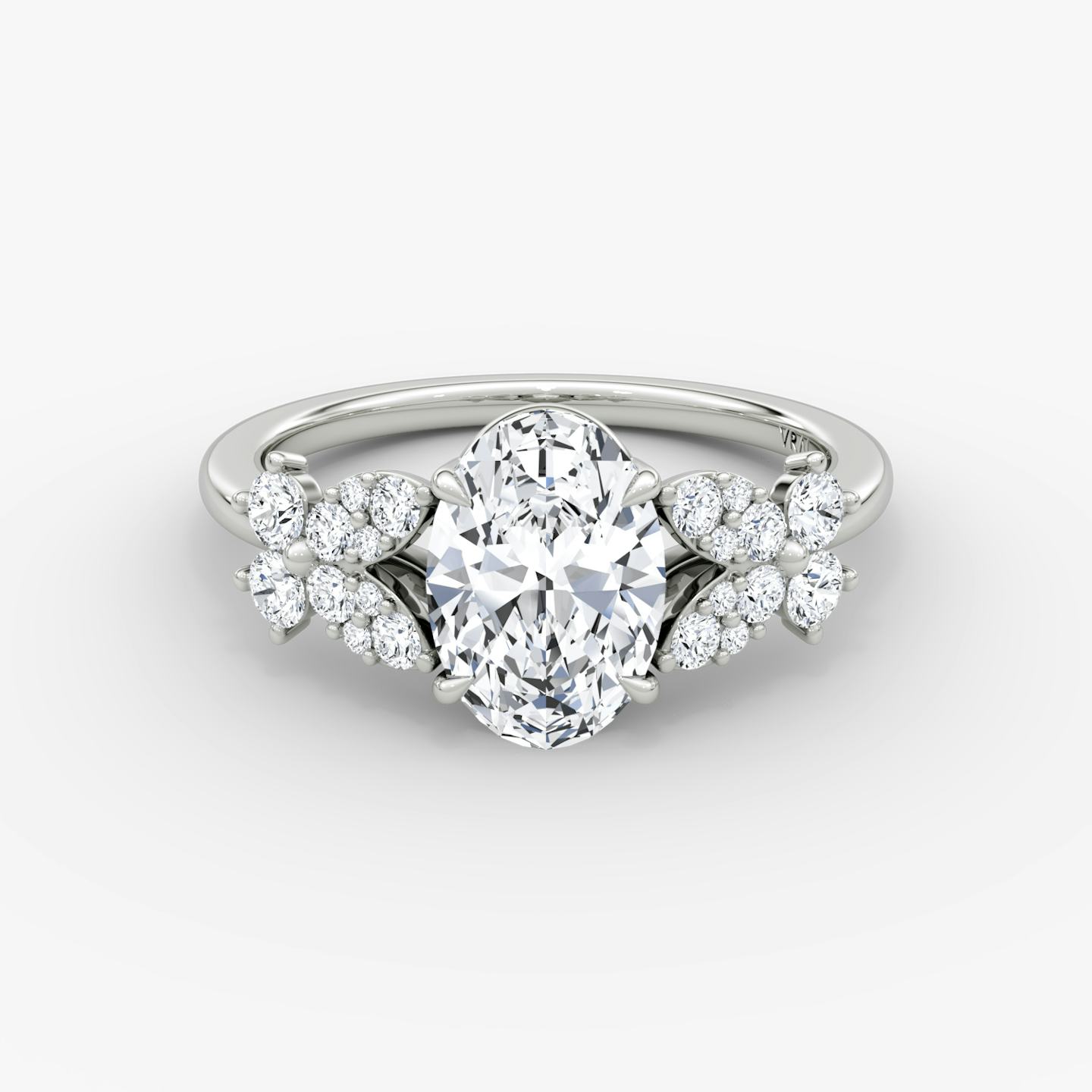 The Signature Floral  | Oval | 18k | 18k White Gold | Band: Plain | Diamond orientation: vertical | Carat weight: See full inventory