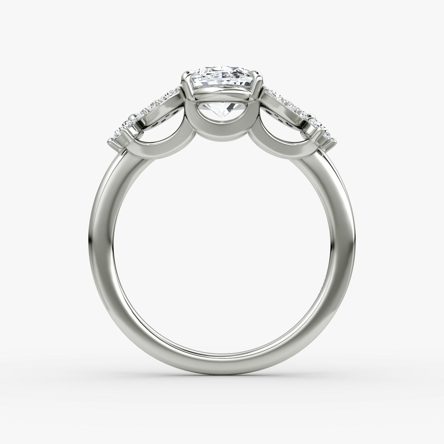 The Signature Floral  | Oval | 18k | 18k White Gold | Band: Plain | Diamond orientation: vertical | Carat weight: See full inventory