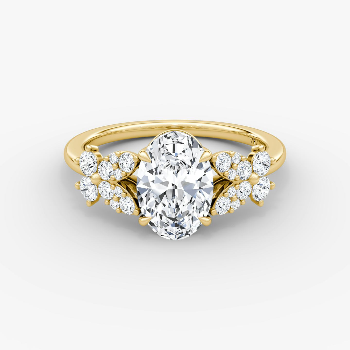 The Signature Floral  | Oval | 18k | 18k Yellow Gold | Band: Plain | Diamond orientation: vertical | Carat weight: See full inventory