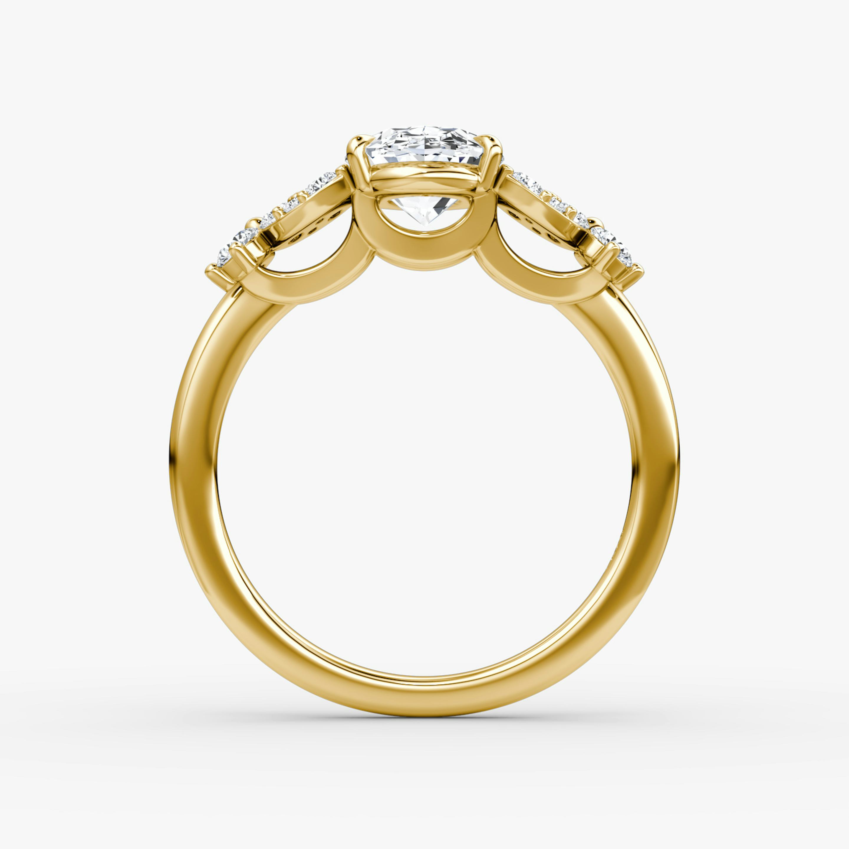 The Signature Floral  | Oval | 18k | 18k Yellow Gold | Band: Plain | Diamond orientation: vertical | Carat weight: See full inventory