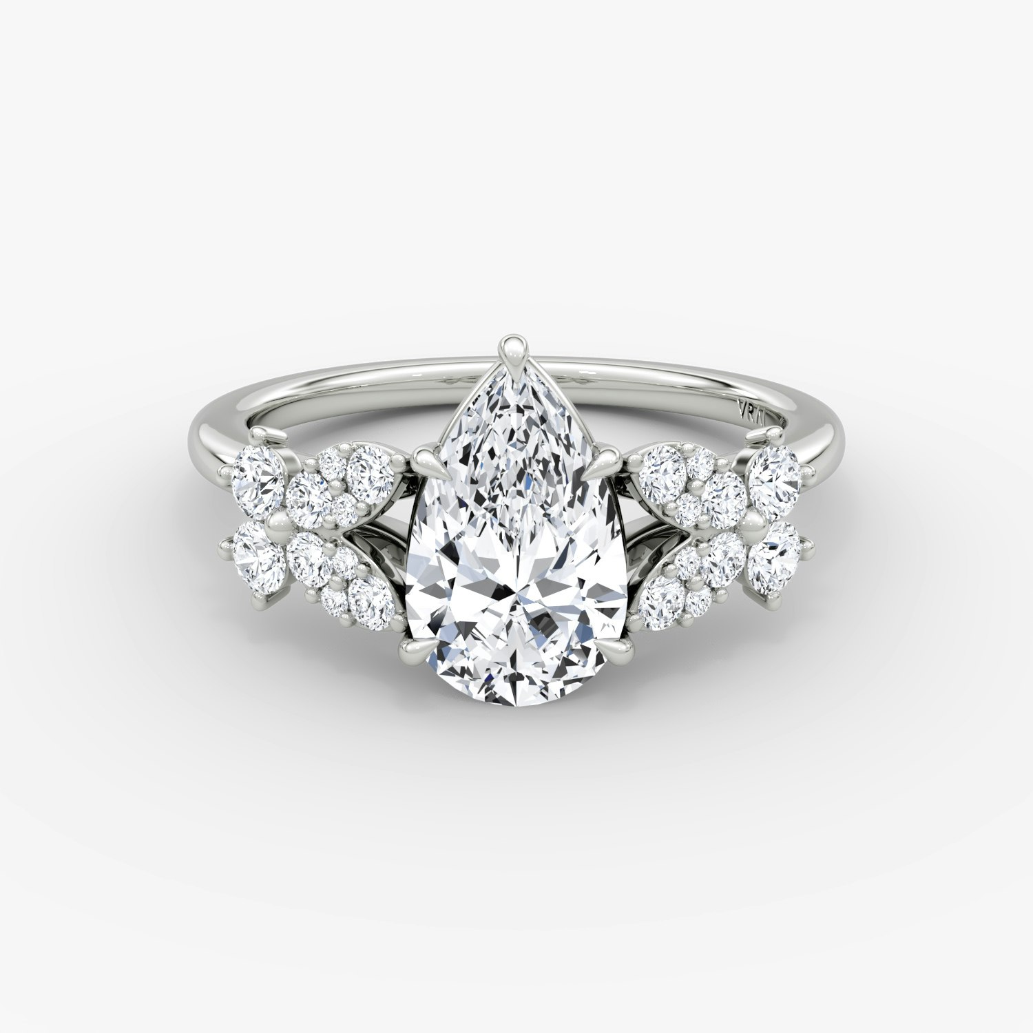 Signature Floral Pear Engagement Ring | 18k White Gold