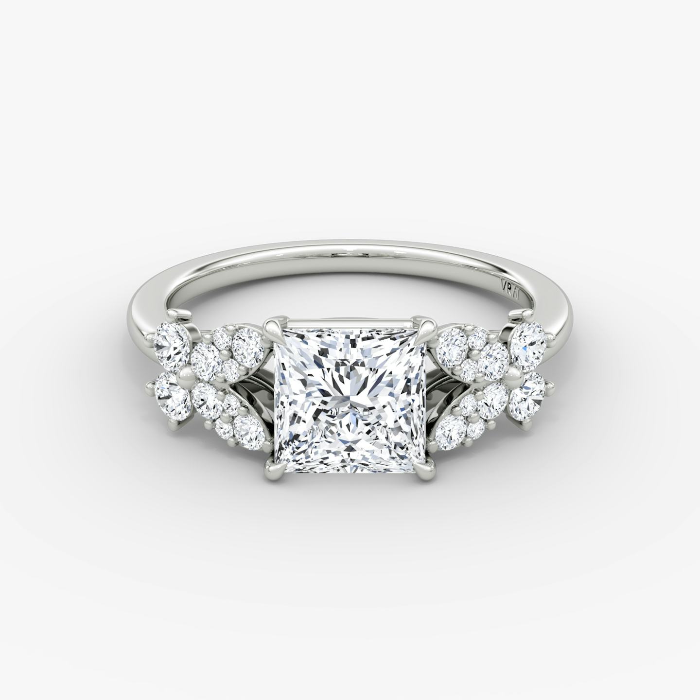 The Signature Floral  | Princess | 18k | 18k White Gold | Band: Plain | Diamond orientation: vertical | Carat weight: See full inventory
