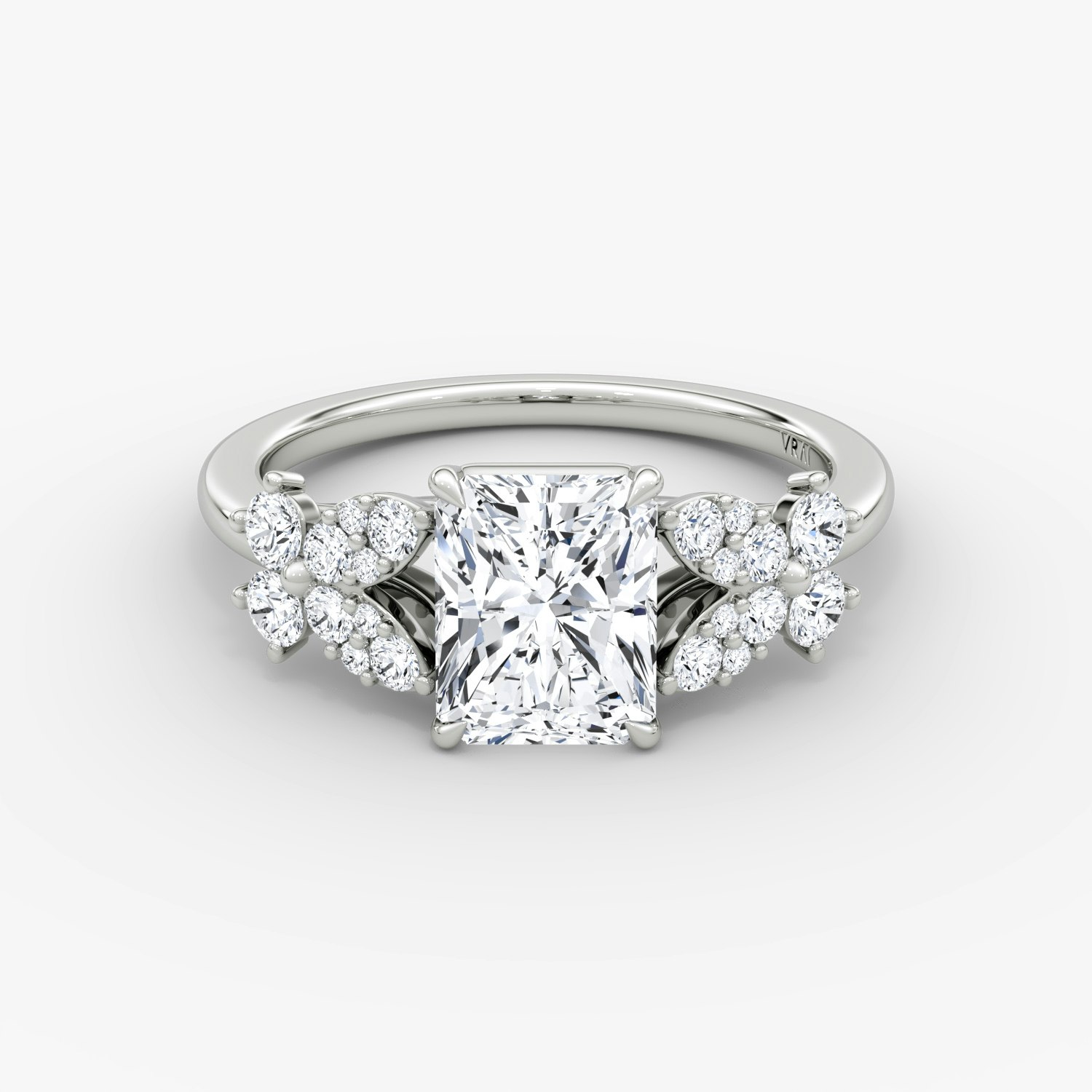 Signature Floral Radiant Engagement Ring | 18k White Gold