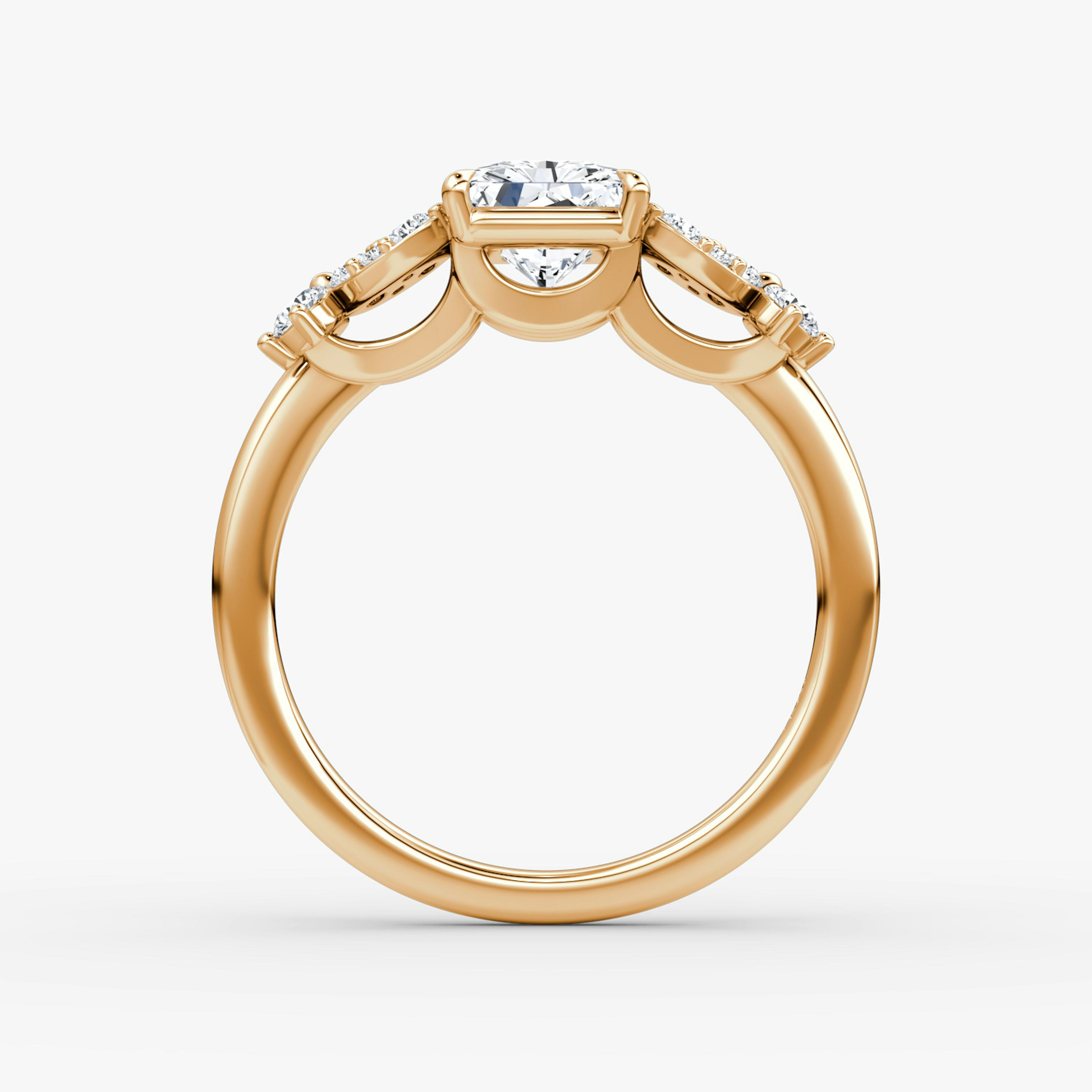 The Signature Floral  | Radiant | 14k | 14k Rose Gold | Band: Plain | Diamond orientation: vertical | Carat weight: See full inventory