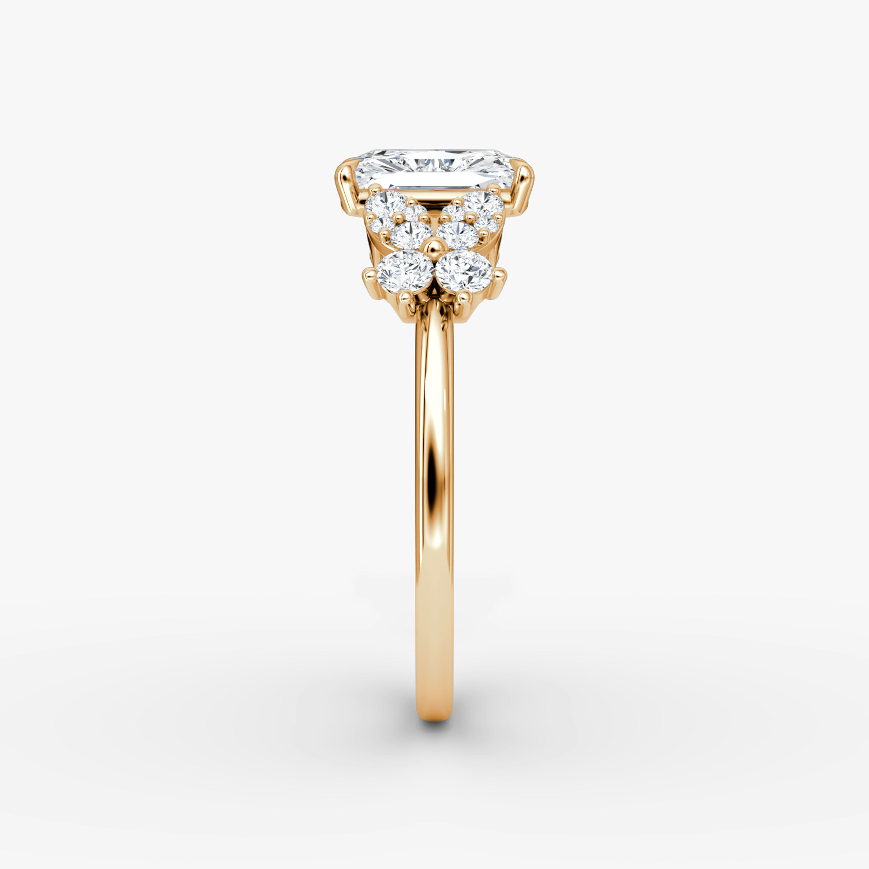 The Signature Floral  | Radiant | 14k | 14k Rose Gold | Band: Plain | Diamond orientation: vertical | Carat weight: See full inventory