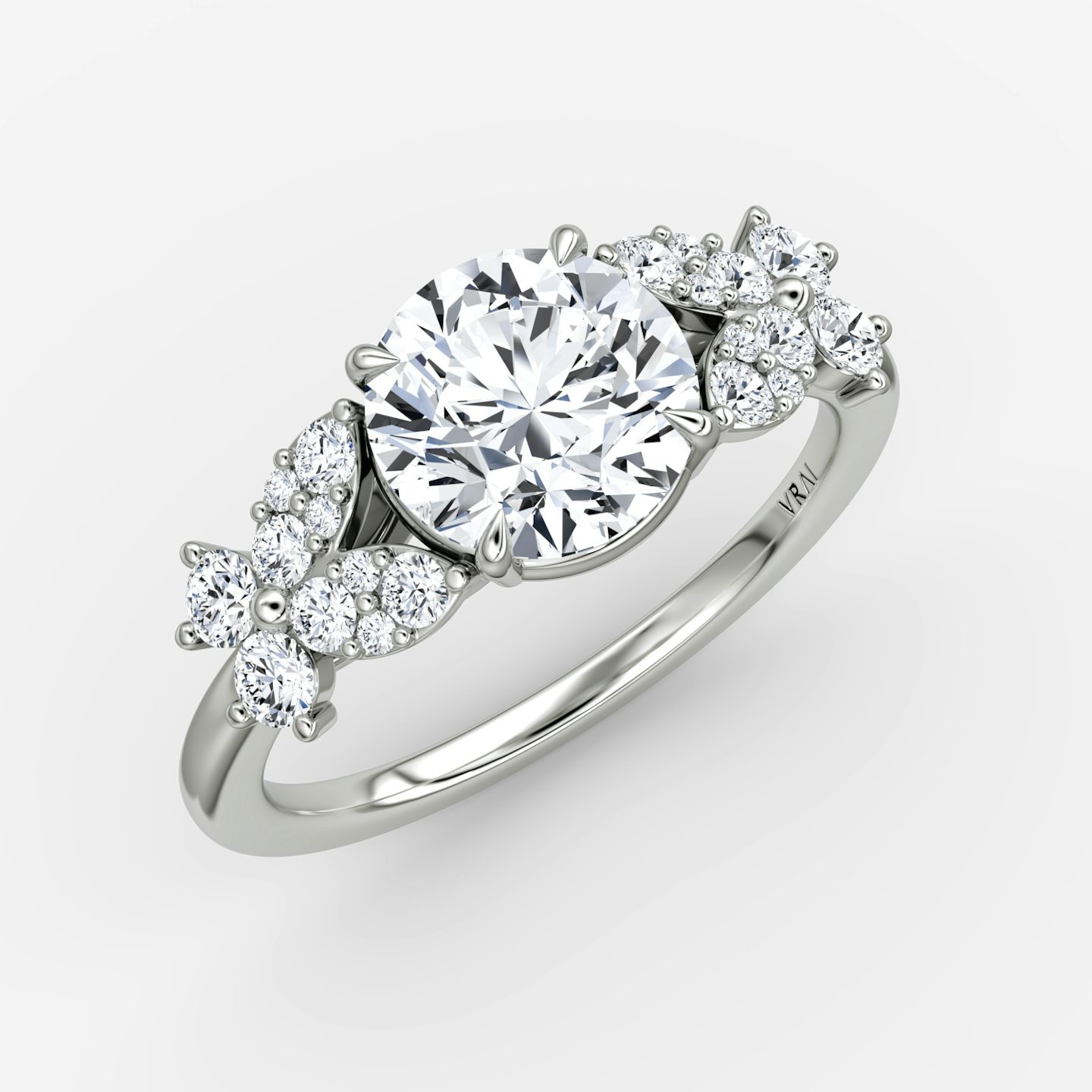 The Signature Floral  | Round Brilliant | 18k | 18k White Gold | Band: Plain | Carat weight: See full inventory | Diamond orientation: vertical