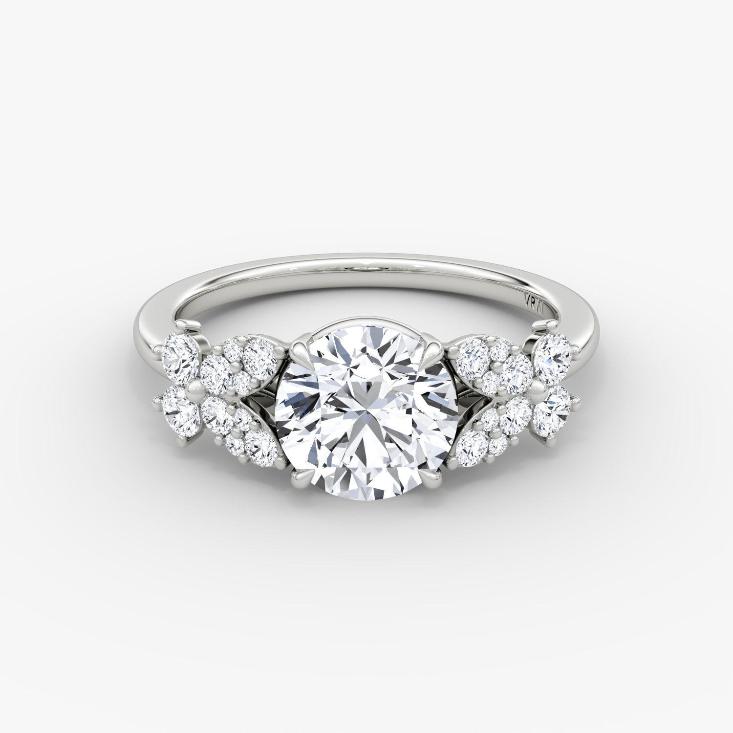 14K White Gold Designer Diamond Engagement Ring Set 1.70ct 009255