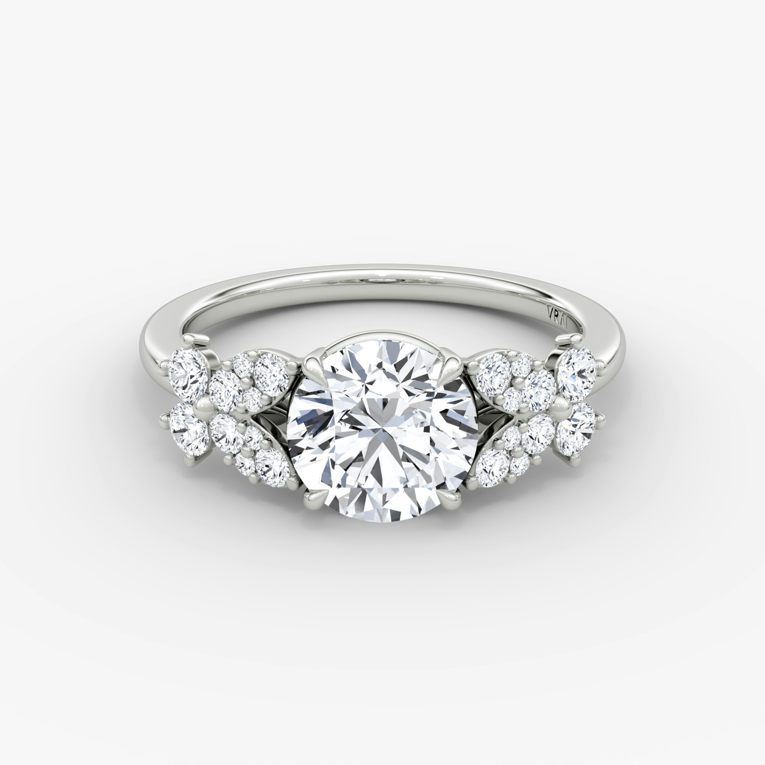 Signature Floral Round Brilliant Engagement Ring | 18k White Gold