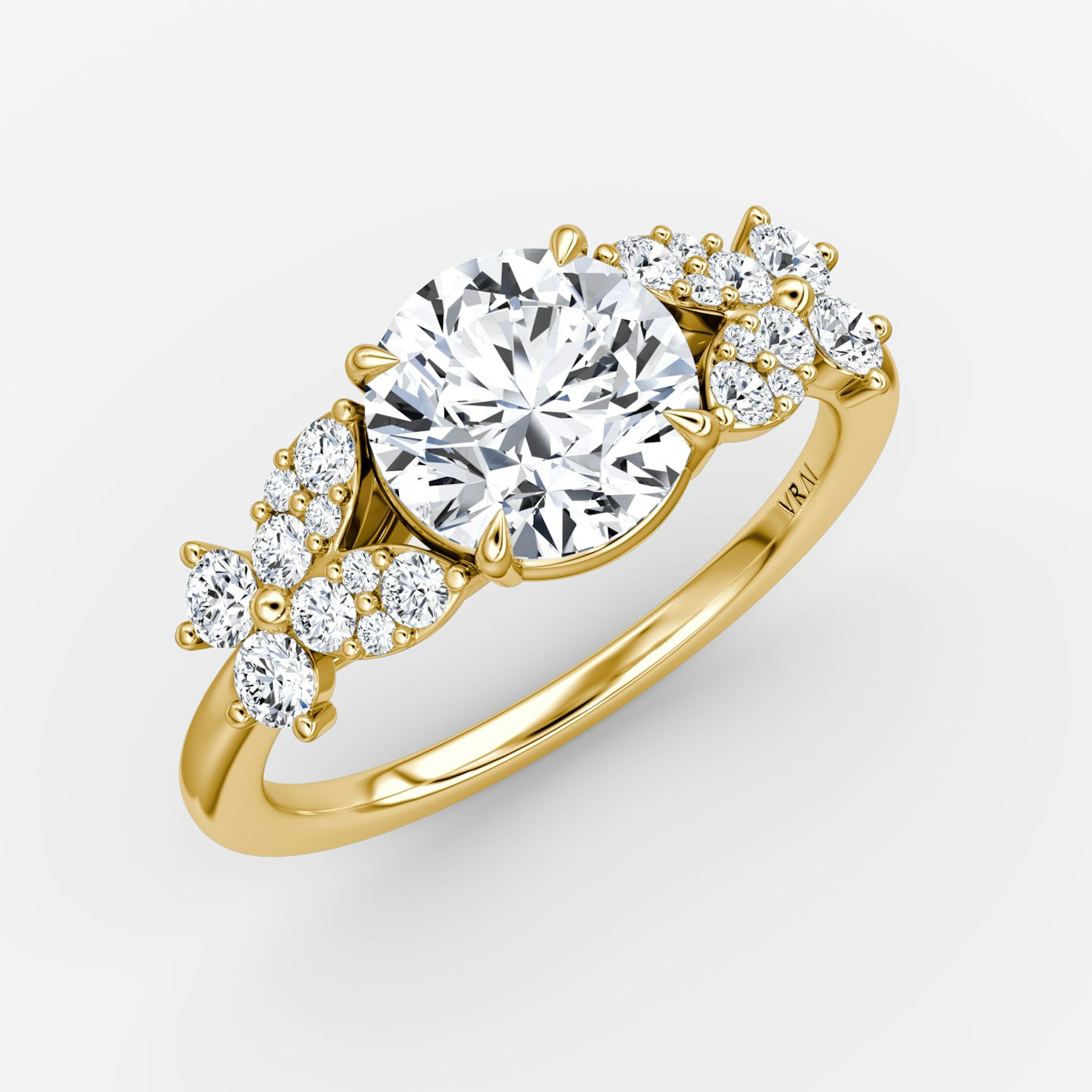The Signature Floral  | Round Brilliant | 18k | 18k Yellow Gold | Band: Plain | Carat weight: See full inventory | Diamond orientation: vertical