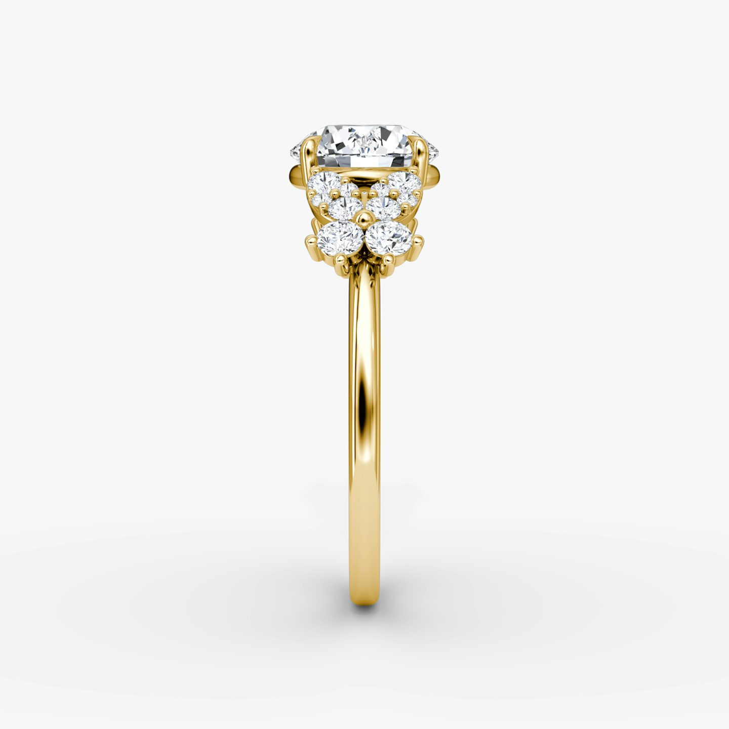 The Signature Floral  | Round Brilliant | 18k | 18k Yellow Gold | Band: Plain | Carat weight: See full inventory | Diamond orientation: vertical