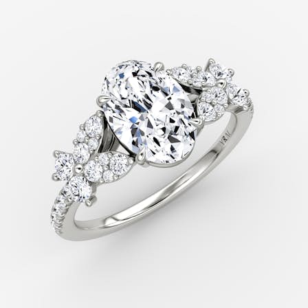 Floral Engagement Ring Oval Diamond