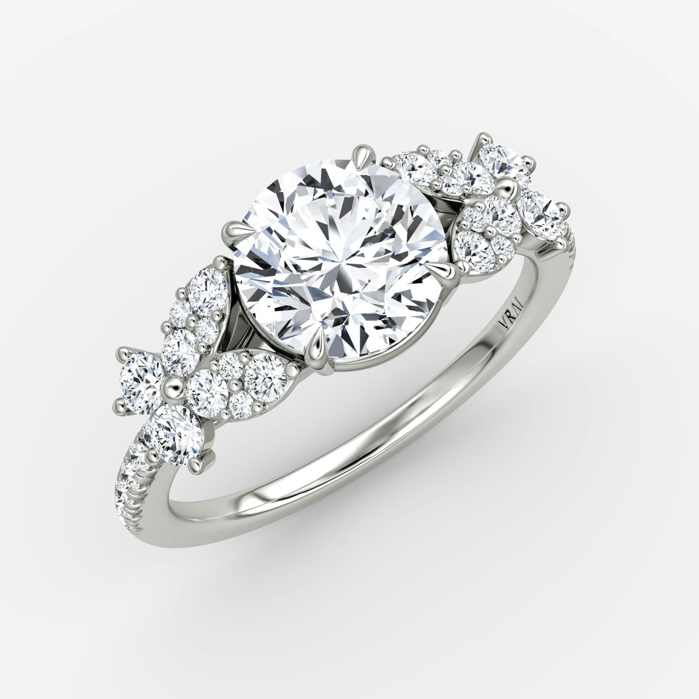 The Signature Floral  | Round Brilliant | 18k | 18k White Gold | Band: Pavé | Carat weight: See full inventory | Diamond orientation: vertical