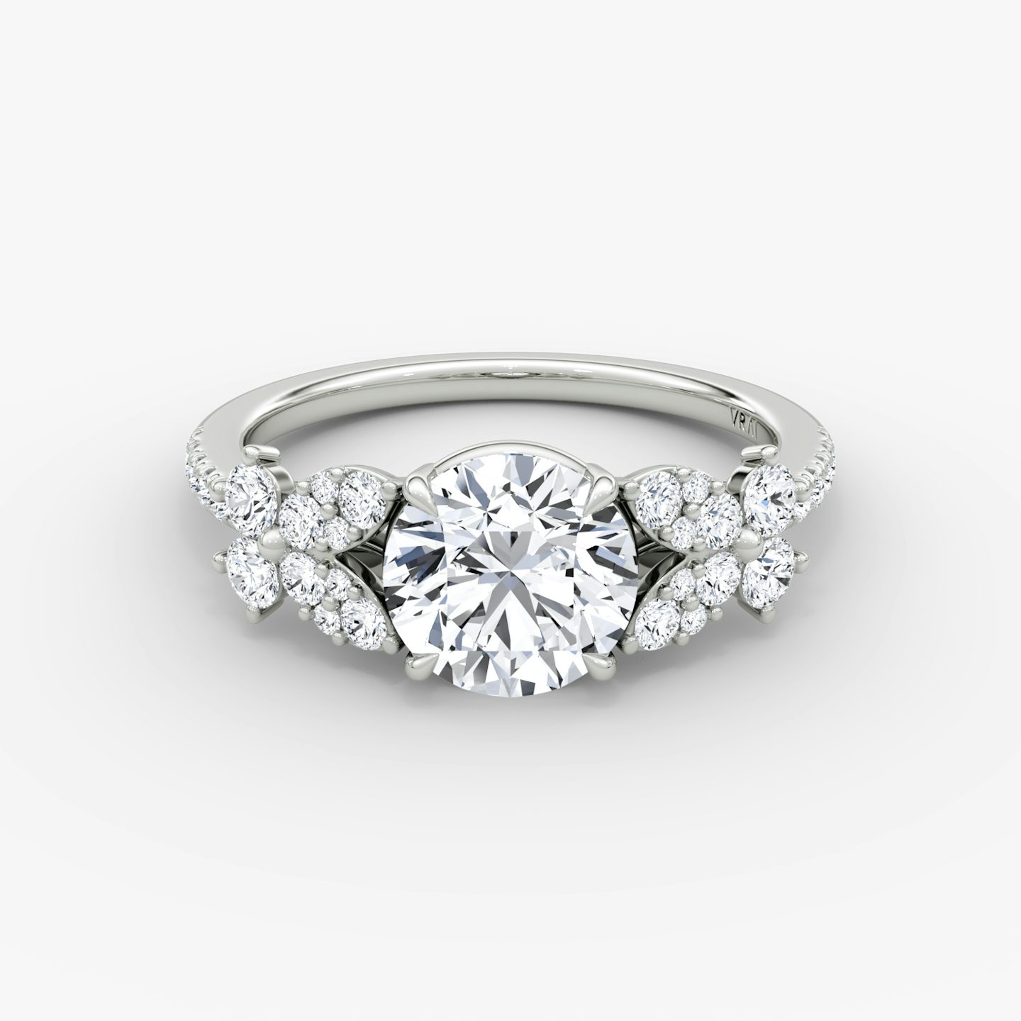 The Signature Floral  | Round Brilliant | 18k | 18k White Gold | Band: Pavé | Carat weight: See full inventory | Diamond orientation: vertical
