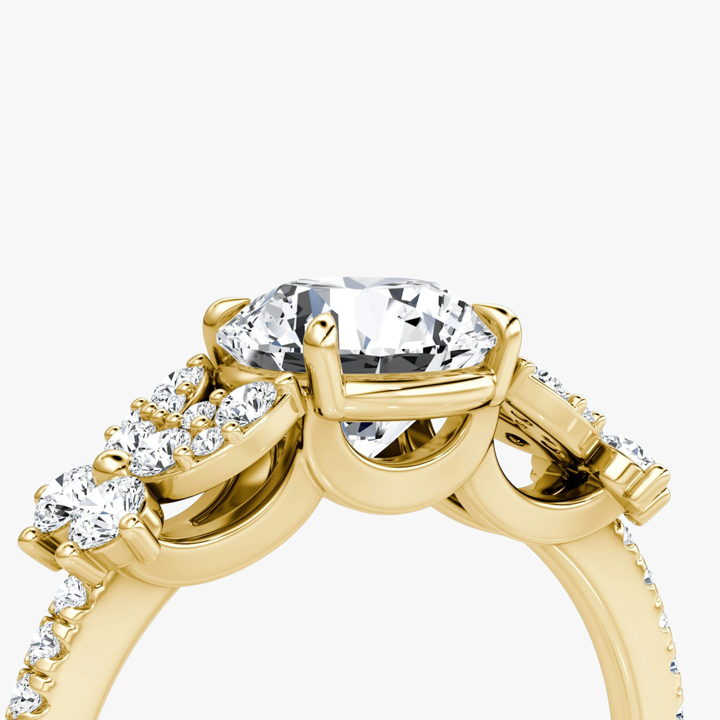 The Signature Floral  | Round Brilliant | 18k | 18k Yellow Gold | Band: Pavé | Carat weight: 2 | Diamond orientation: vertical