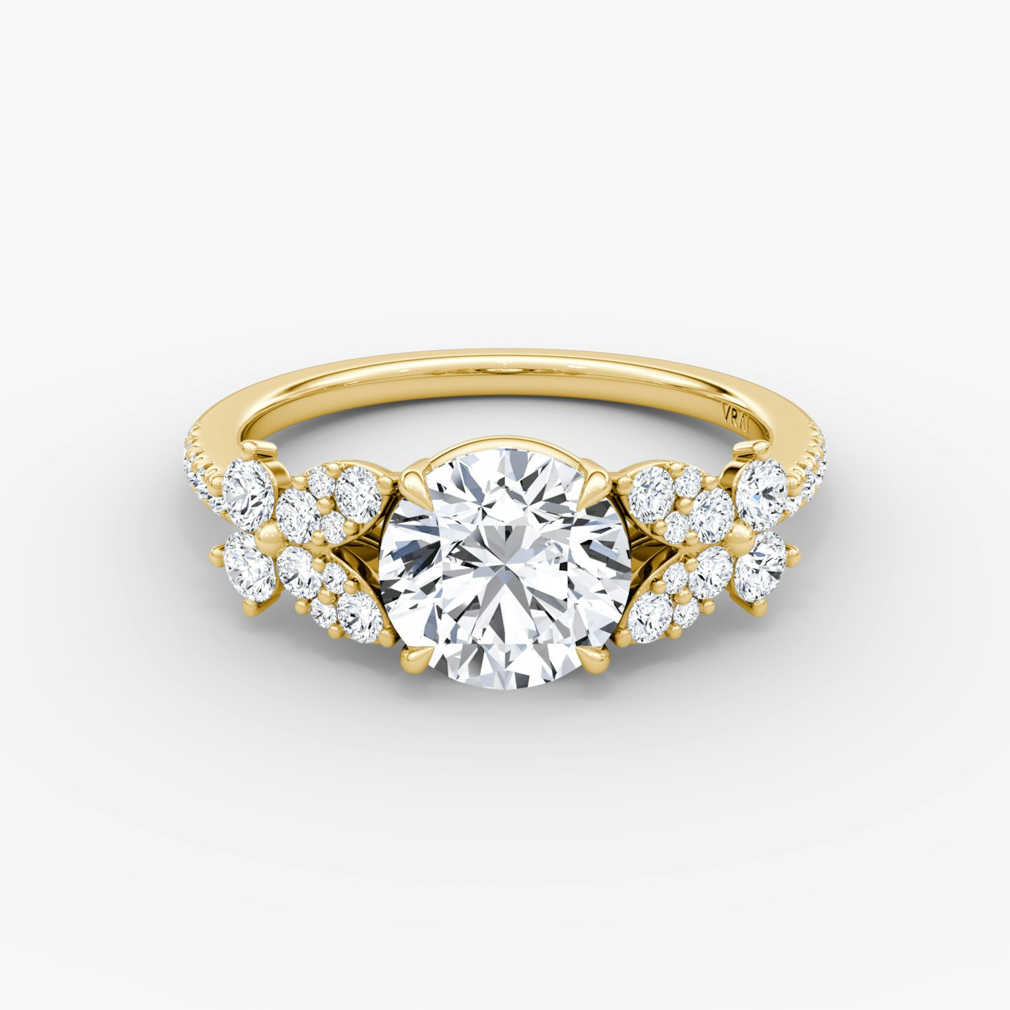 The Signature Floral  | Round Brilliant | 18k | 18k Yellow Gold | Band: Pavé | Carat weight: 1 | Diamond orientation: vertical