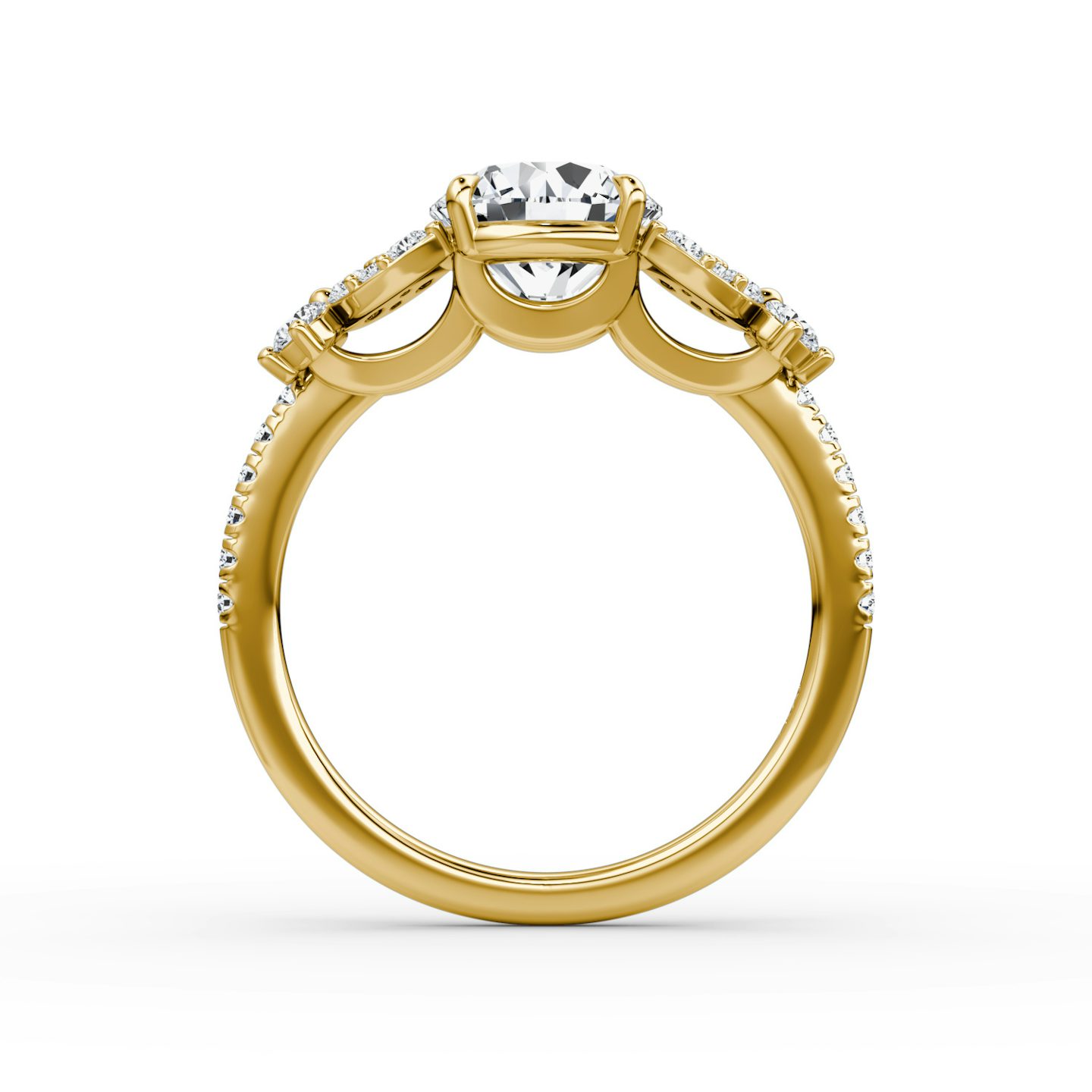 The Signature Floral  | Round Brilliant | 18k | 18k Yellow Gold | Band: Pavé | Carat weight: 1 | Diamond orientation: vertical