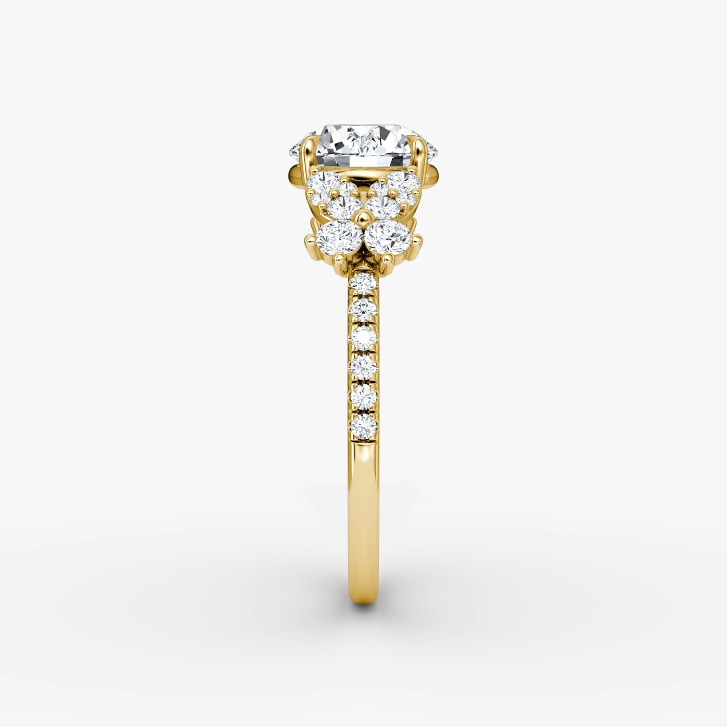 The Signature Floral  | Round Brilliant | 18k | 18k Yellow Gold | Band: Pavé | Carat weight: See full inventory | Diamond orientation: vertical