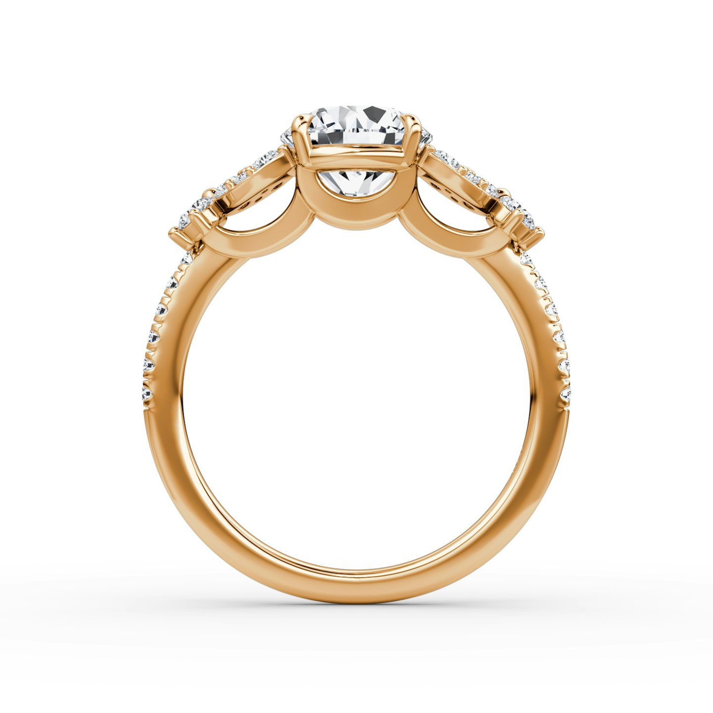 The Signature Floral  | Round Brilliant | 14k | 14k Rose Gold | Band: Pavé | Carat weight: See full inventory | Diamond orientation: vertical