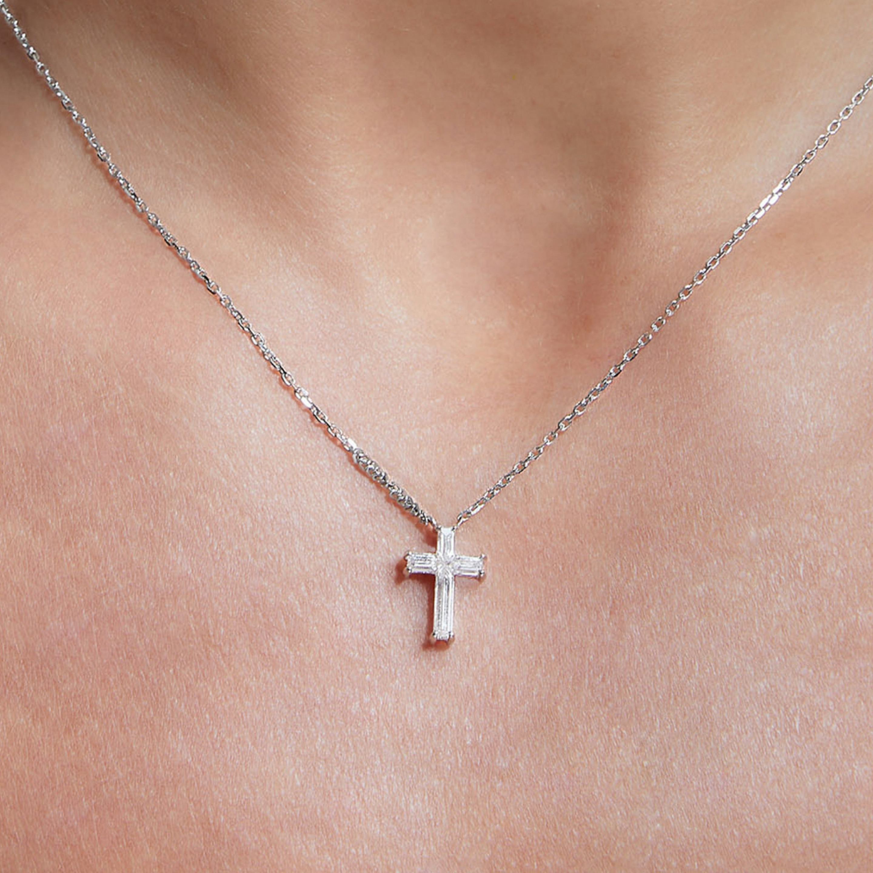 Petite Cross Necklace | 14k | 18k Yellow Gold | Chain length: 16-18