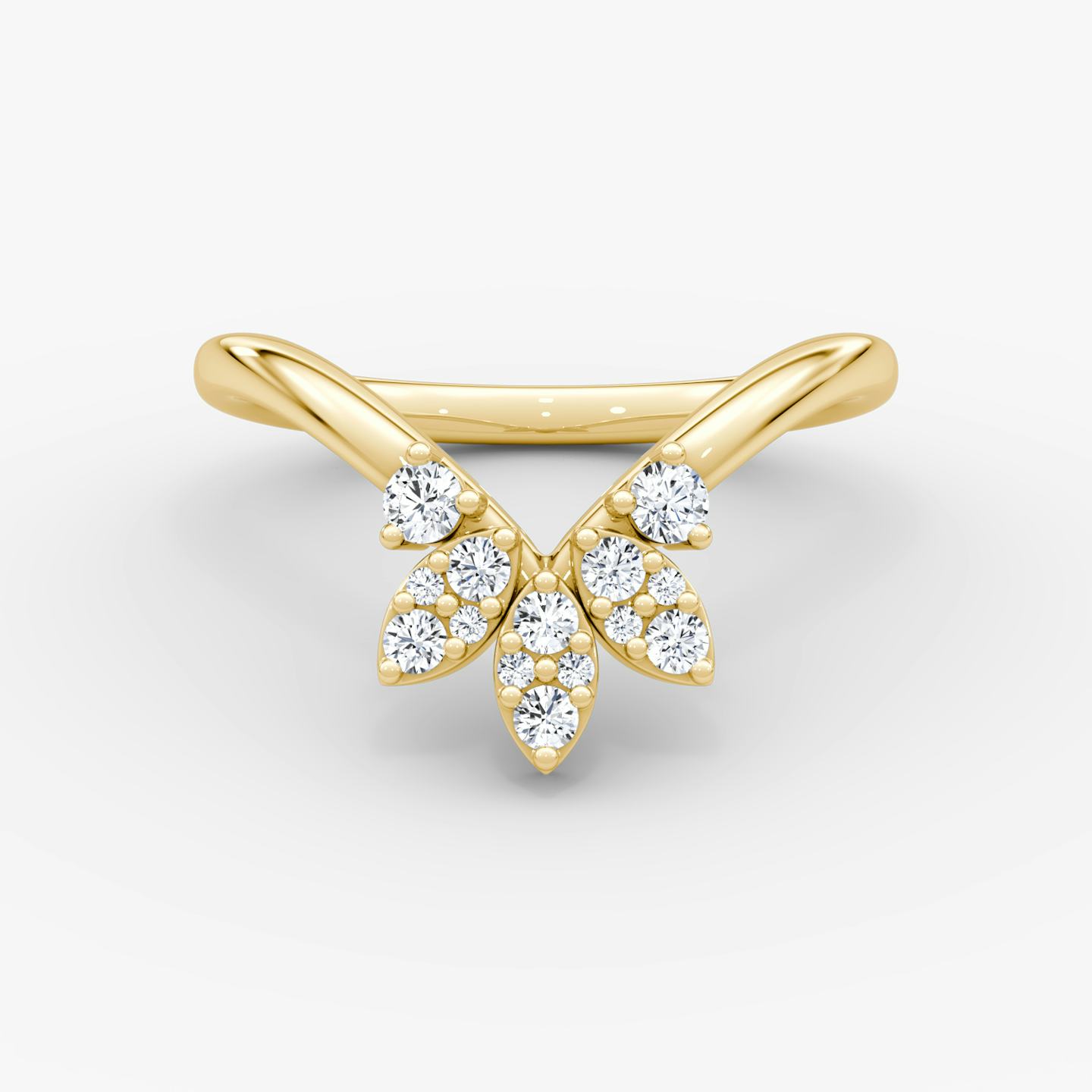 The Petal Crown Band | Round Brilliant | 18k | 18k Yellow Gold | Band: Plain