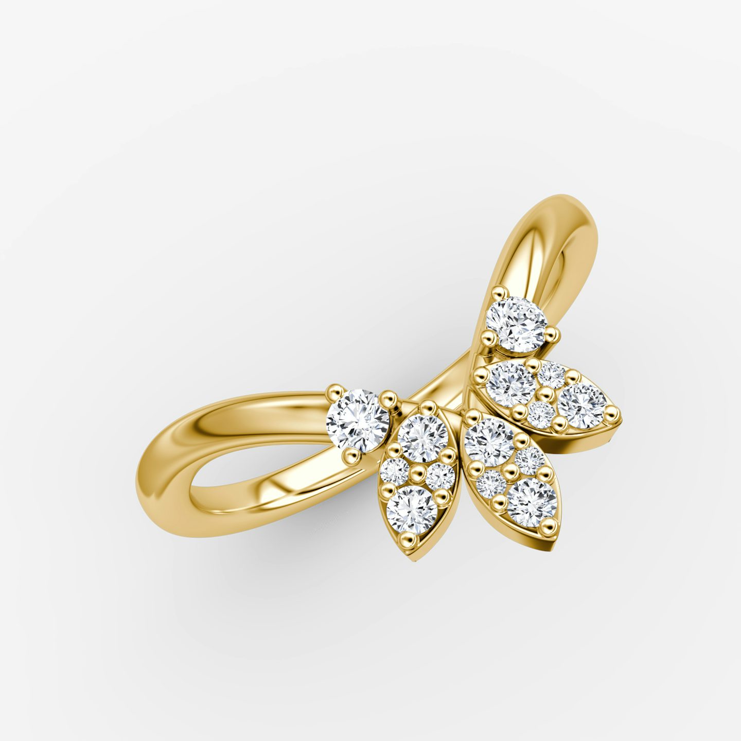 La Bague Petal Crown | Rond Brillant | 18k | Or jaune 18 carats | Anneau: Simple